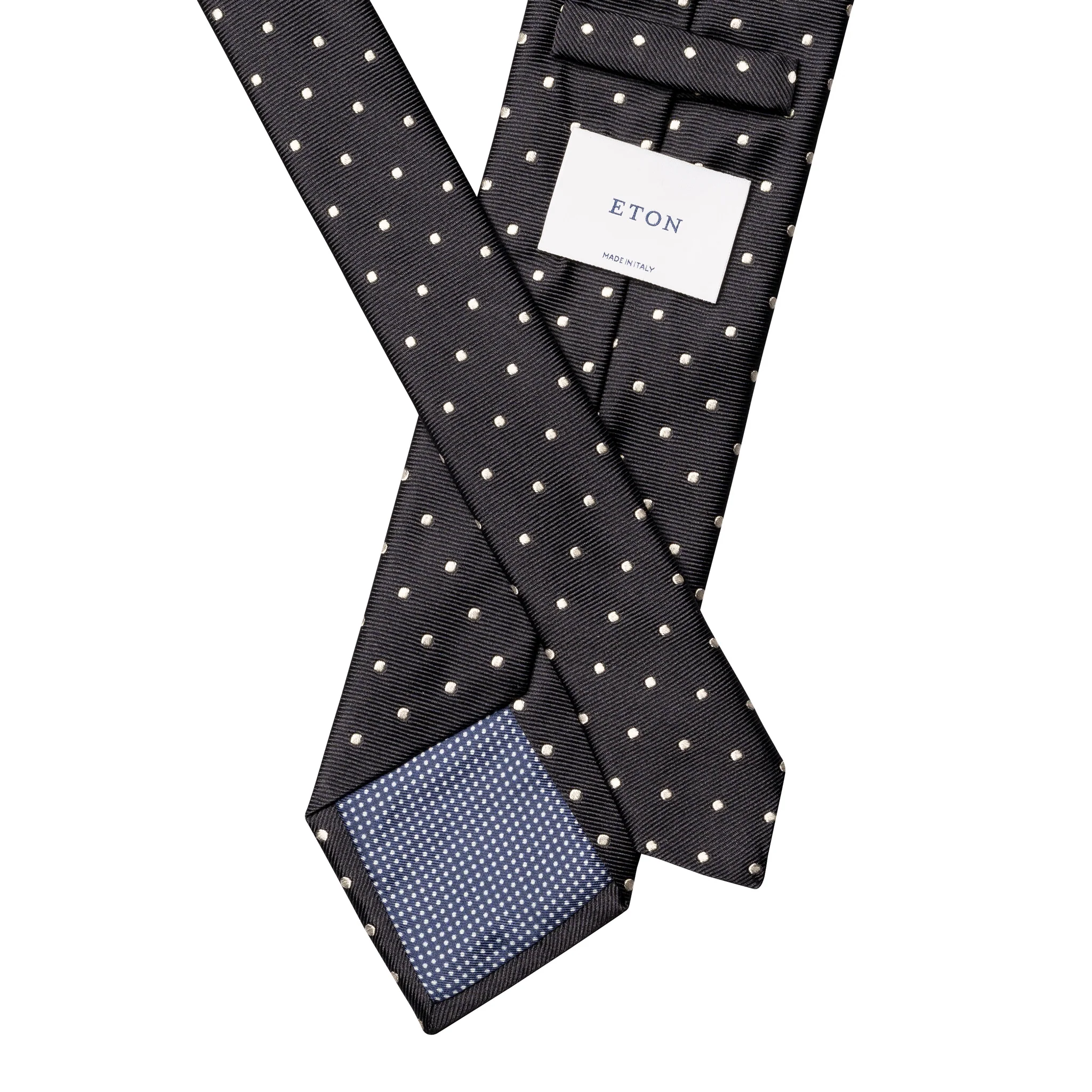 Midnight Blue Polka Dot Woven Silk Tie - ETON - Image 3