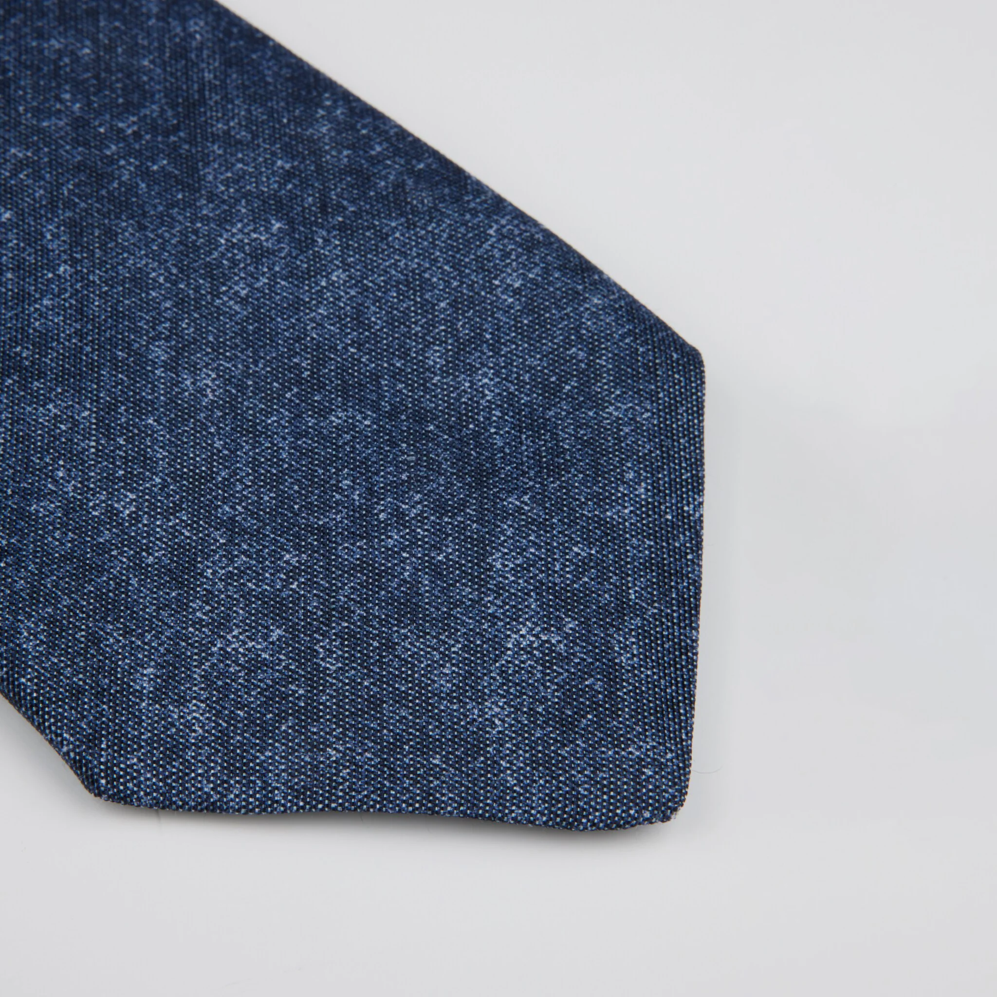 Navy Blue Semi-Solid Silk-Linen Tie - Stenströms - Image 2