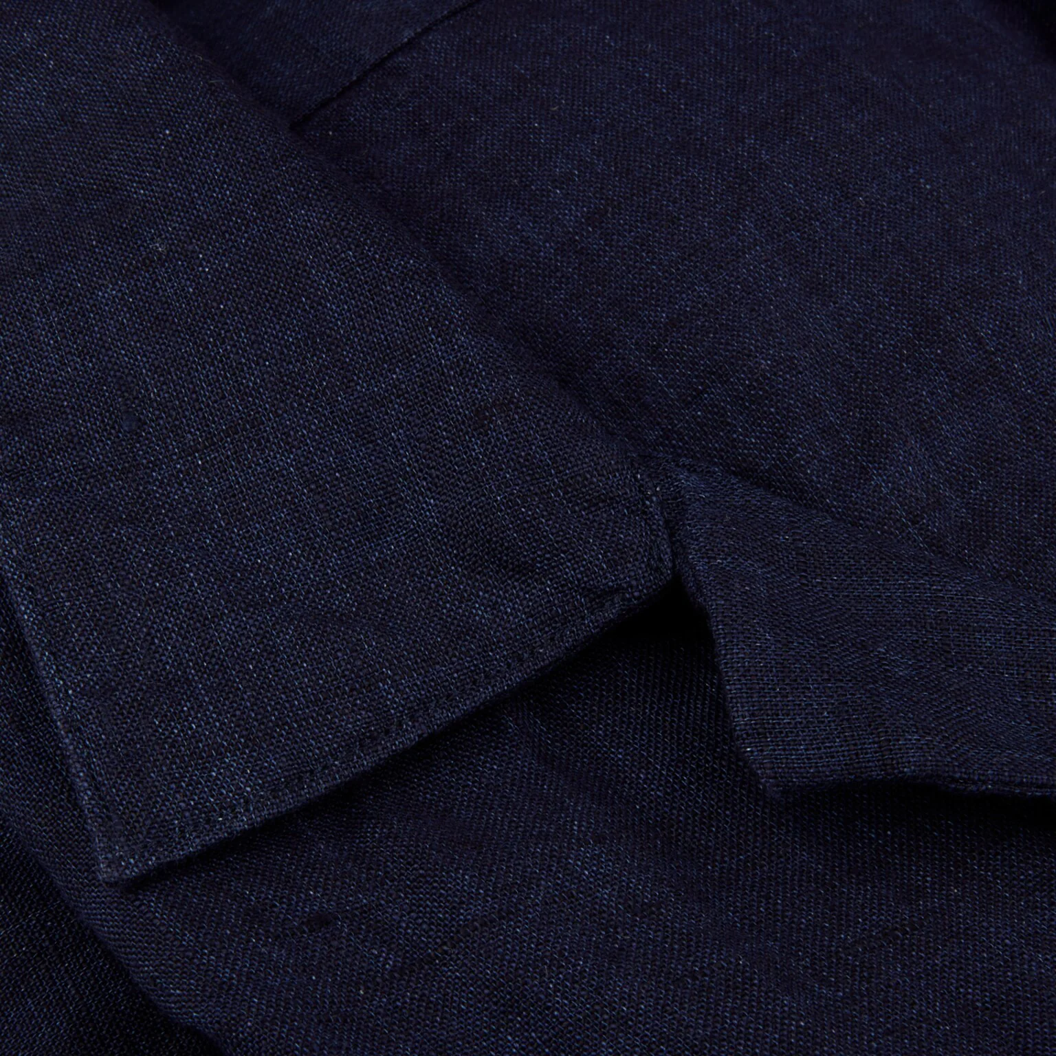 Navy Blue Short Sleeve Linen Regular Fit Resort Shirt - Stenströms - Image 2