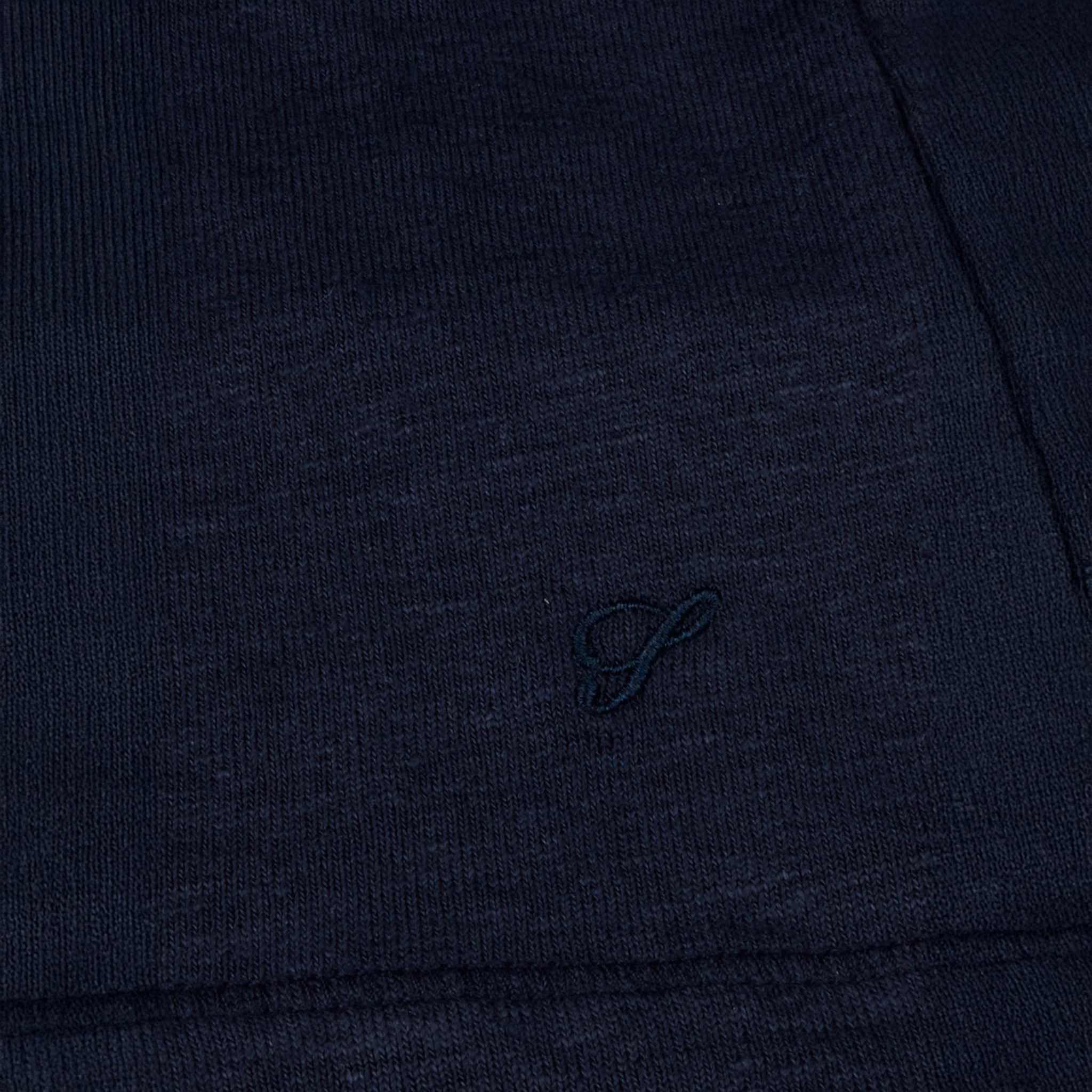 Navy Blue Short Sleeve Linen-Stretch Knitted Resort Shirt - Stenströms - Image 4