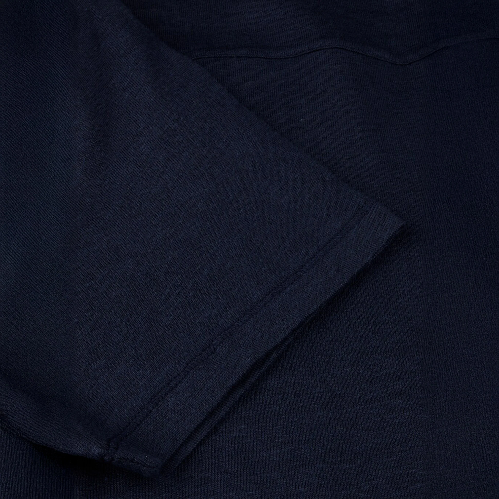Navy Blue Short Sleeve Linen-Stretch Knitted Resort Shirt - Stenströms - Image 5