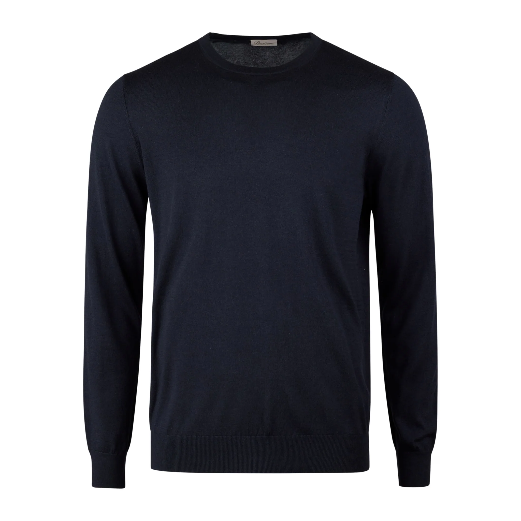 Midnight Blue Silk-Cashmere Long Sleeve Crew Neck - Stenströms