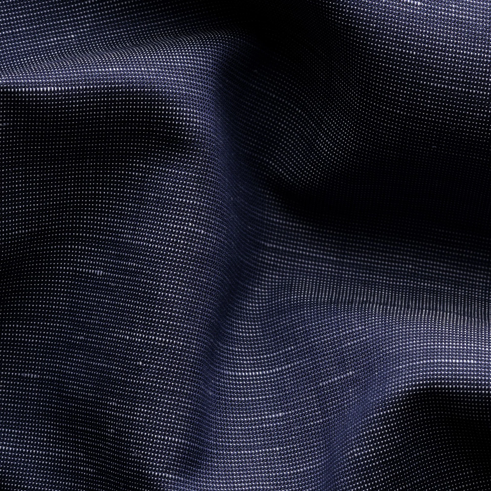 Navy Blue Solid Cotton-Linen Slim Fit Shirt - ETON - Image 4