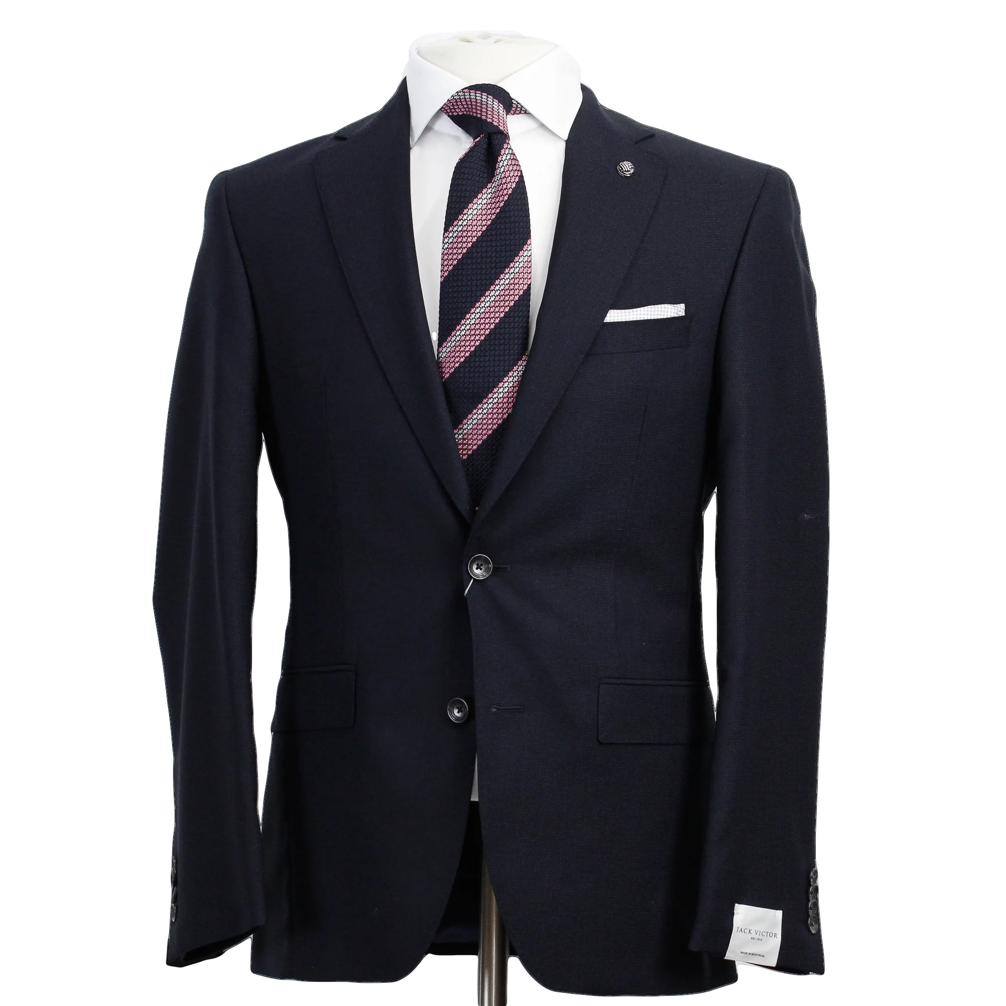Navy Blue Crepe Finish Esprit Modern Fit Wool Suit - Jack Victor