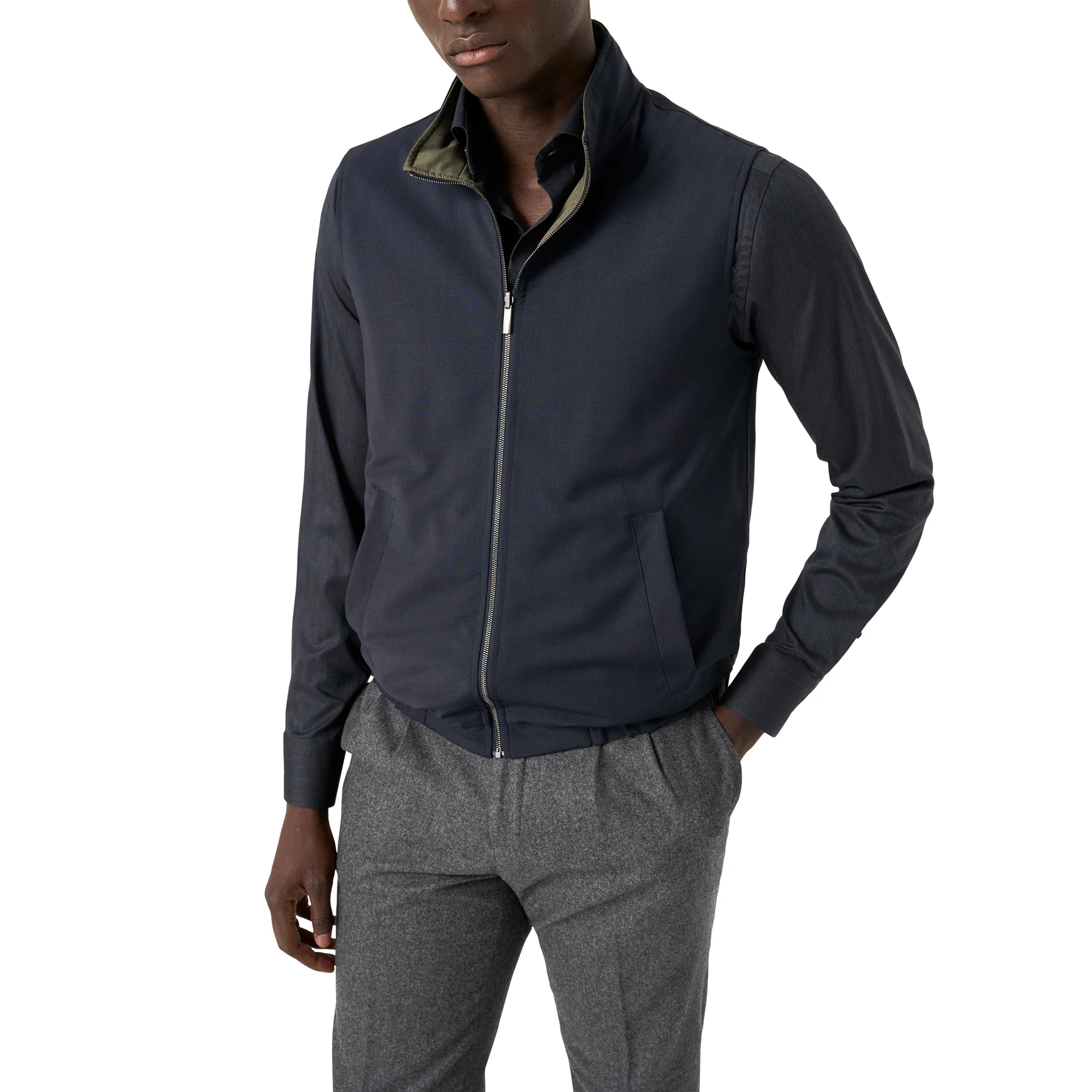 Navy Blue Solid Signature Flannel Slim Fit Shirt - ETON - Image 4