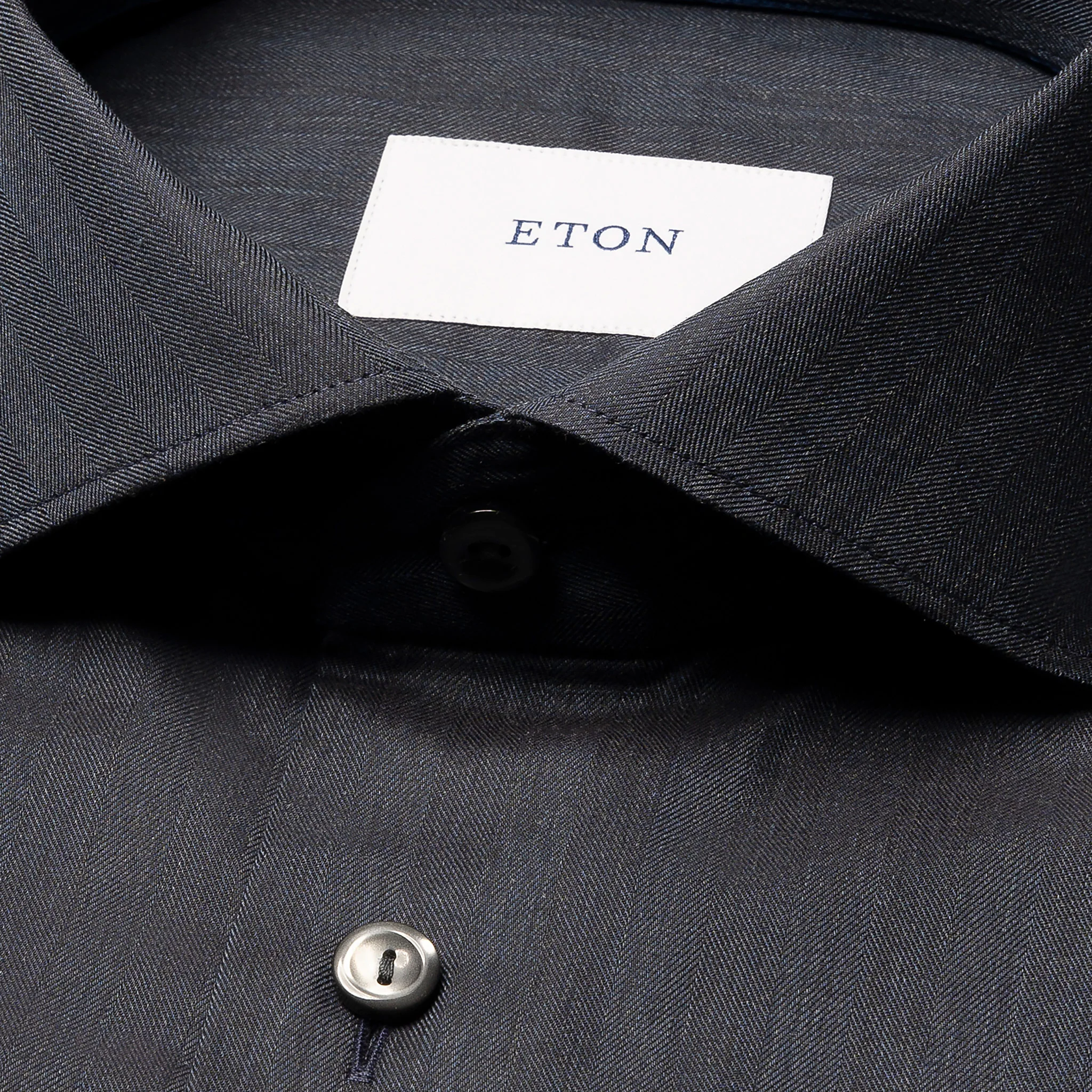 Navy Blue Solid Signature Flannel Slim Fit Shirt - ETON - Image 9