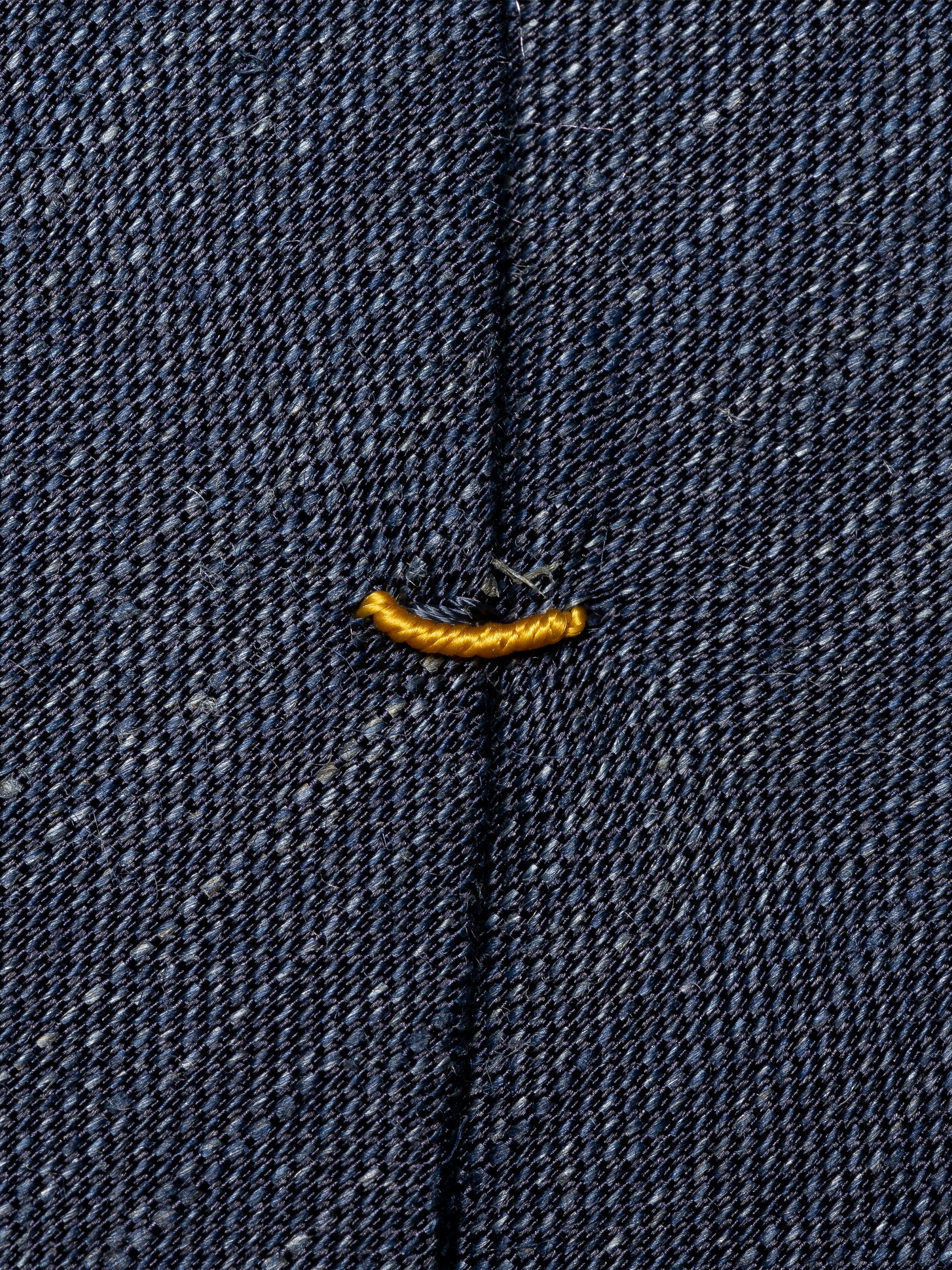 Navy Blue Solid Silk-Linen Tie - ETON - Image 3