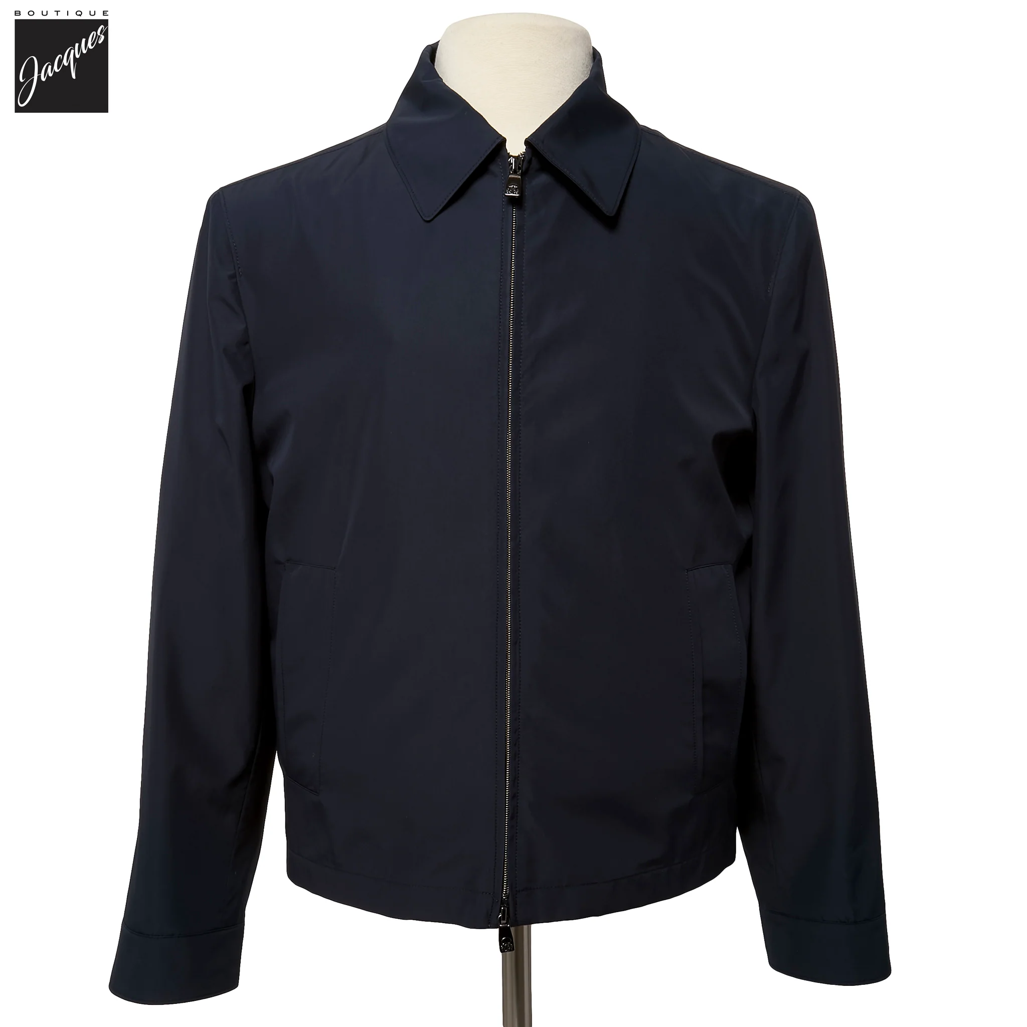 Navy Blue Technical Full-Zip Bomber Jacket - Corneliani - Image 7