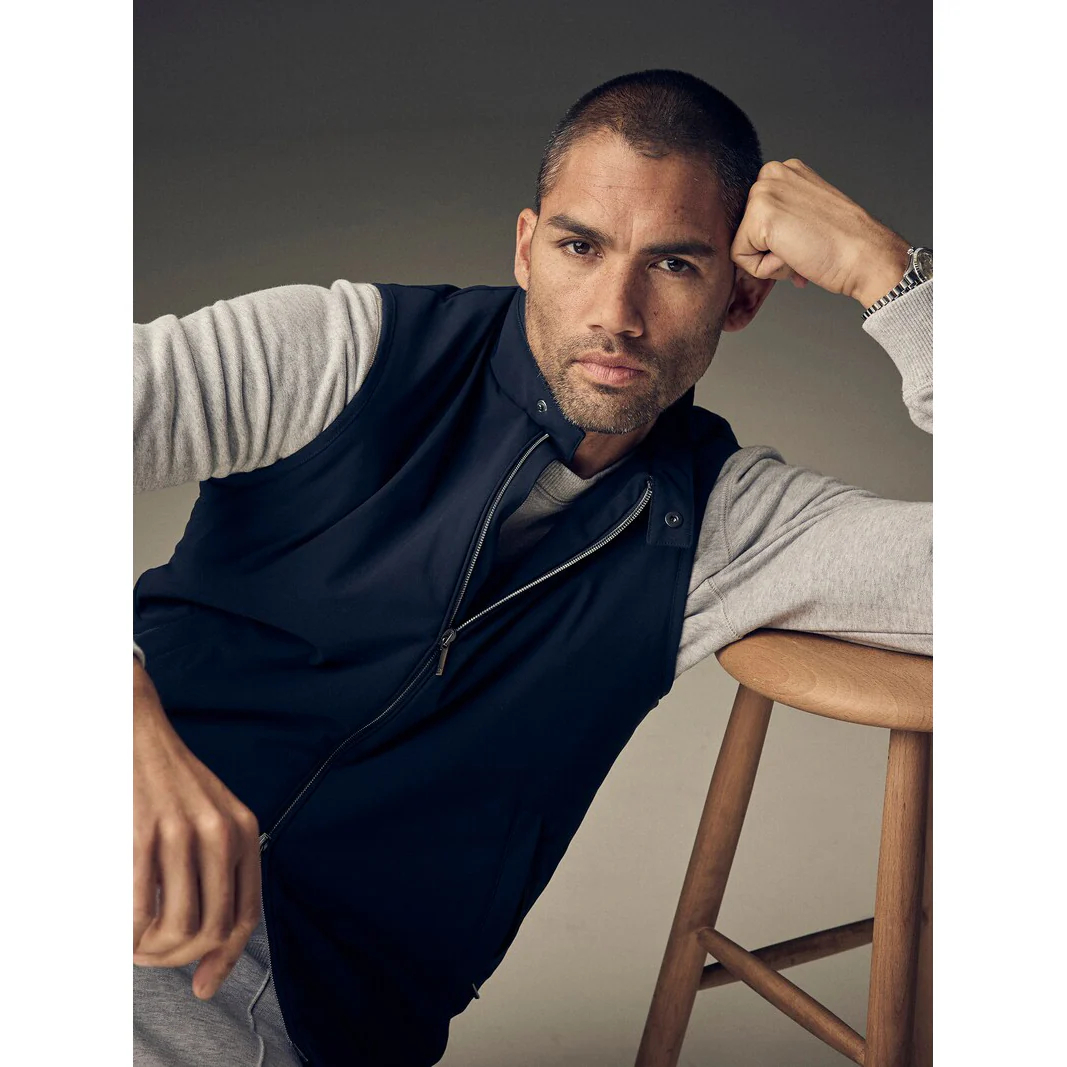 Navy Blue Technical Jersey Full-Zip Vest - Stenströms - Image 5