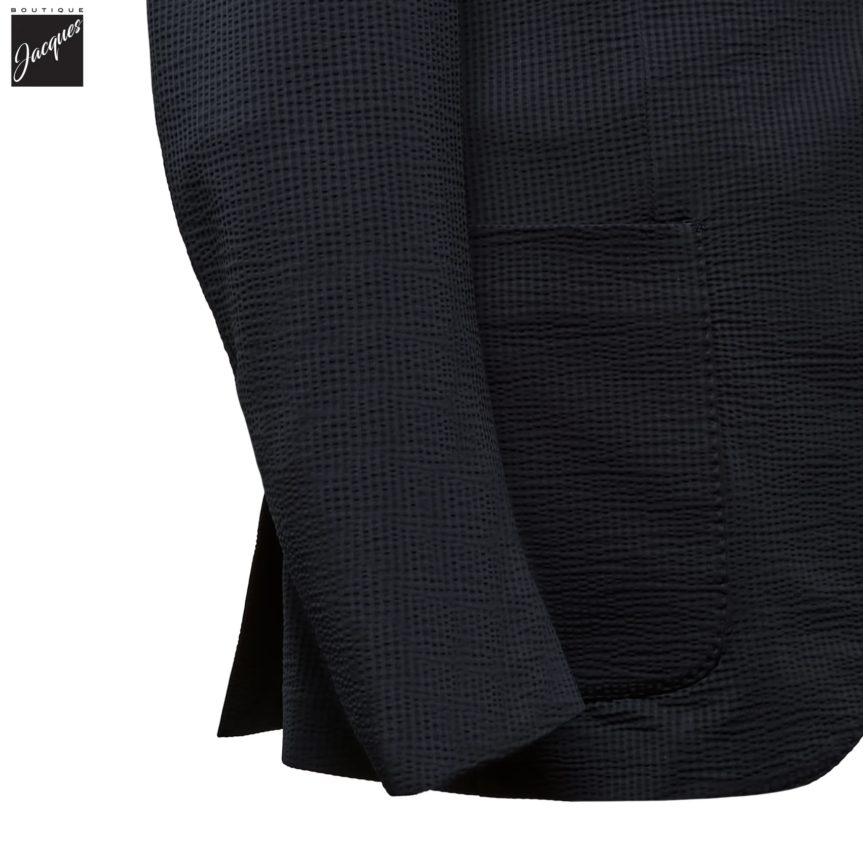 Navy Blue Technical Seersucker Soft Sport Jacket - FRADI - Image 3
