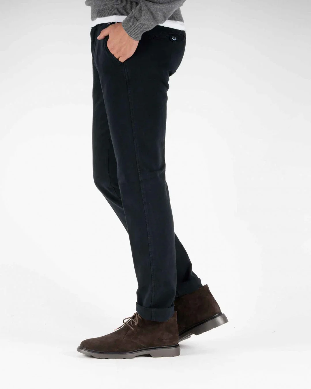 Navy Blue Twill Stretch Slim Fit Chino - Mason's - Image 10