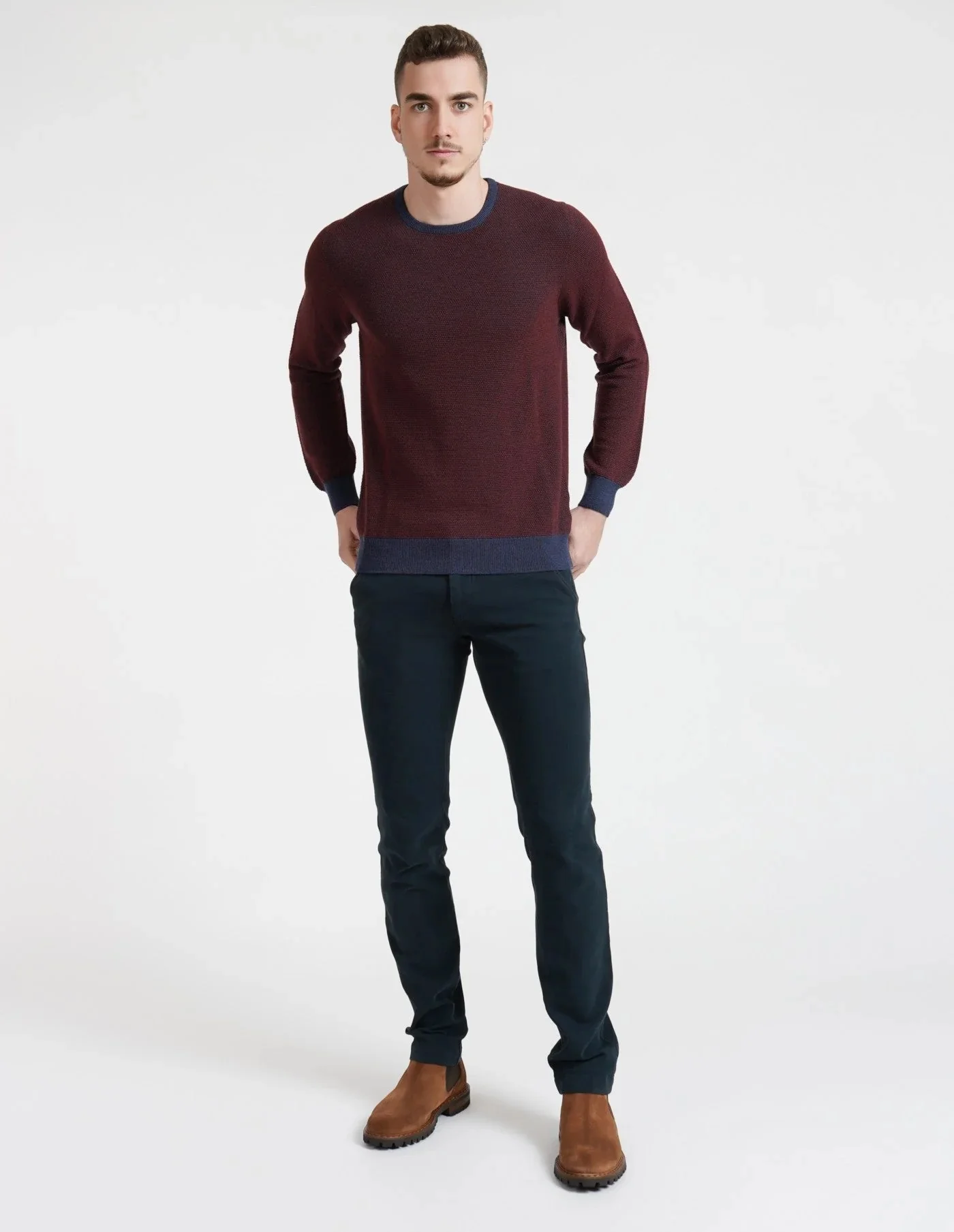 Navy Blue Twill Stretch Slim Fit Chino - Mason's - Image 7