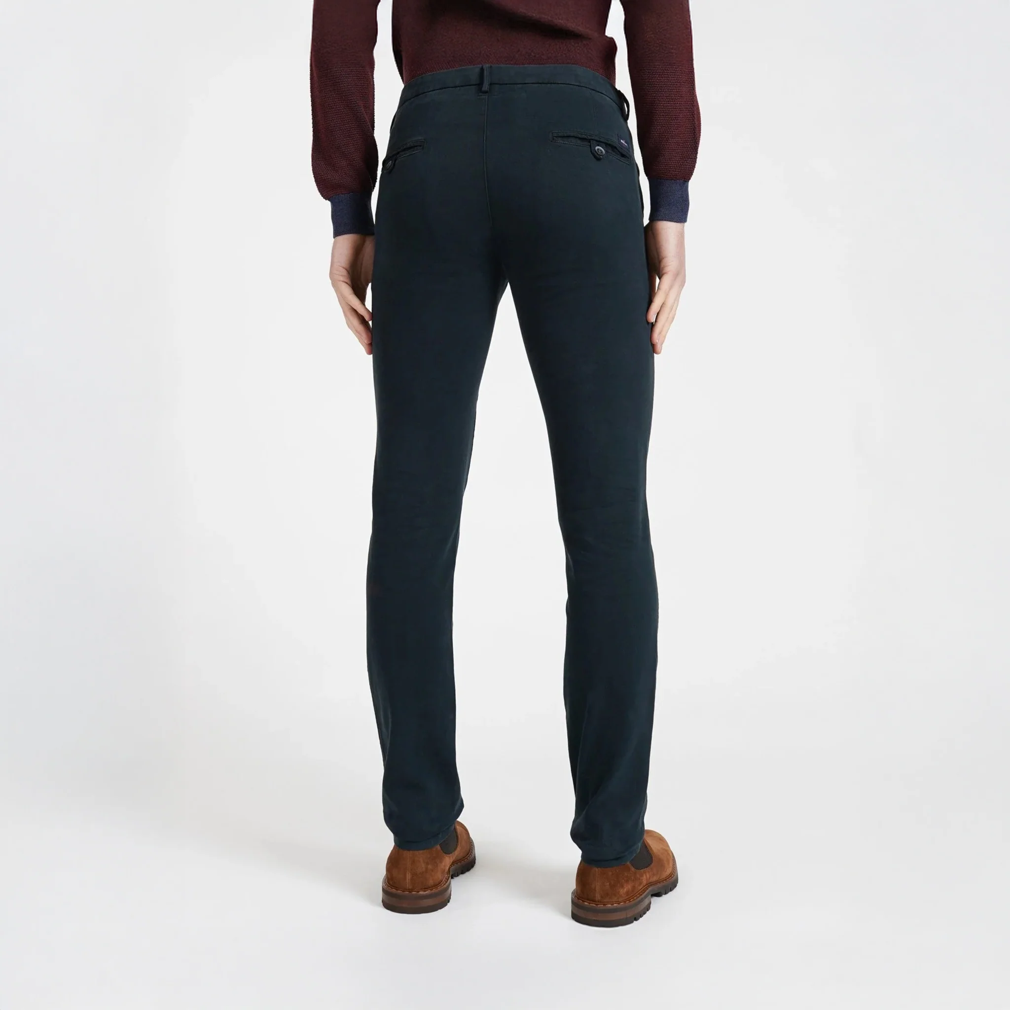 Navy Blue Twill Stretch Slim Fit Chino - Mason's - Image 8