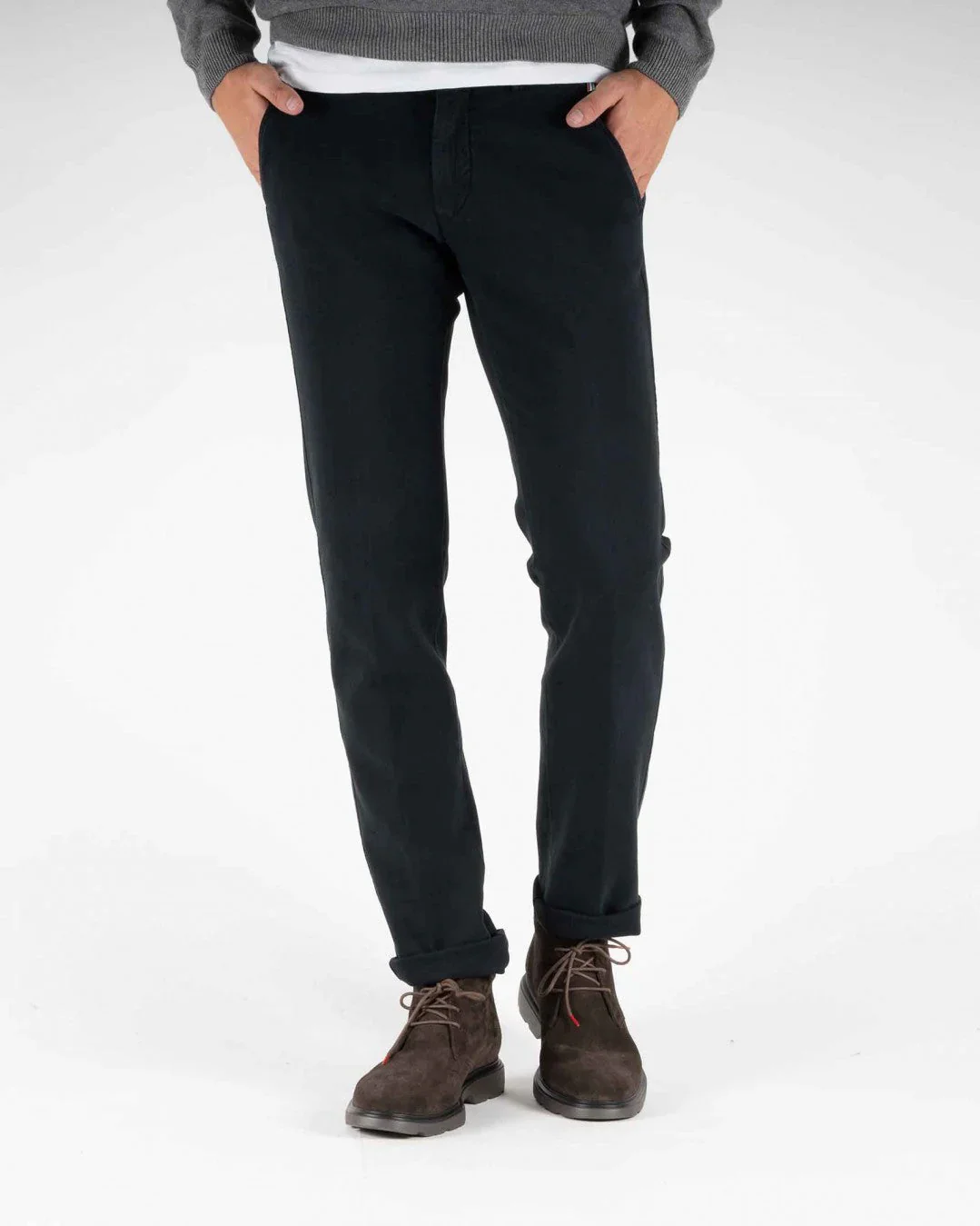 Navy Blue Twill Stretch Slim Fit Chino - Mason's - Image 9