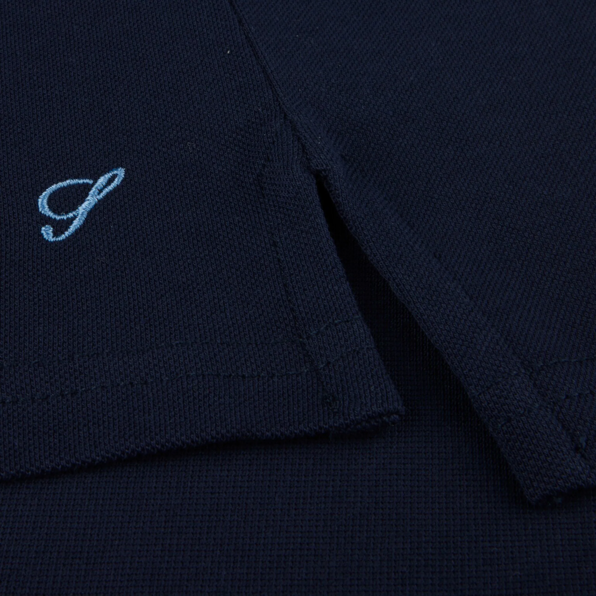 Navy Blue with Contrast Floral Trim Polo Shirt - Stenströms - Image 4