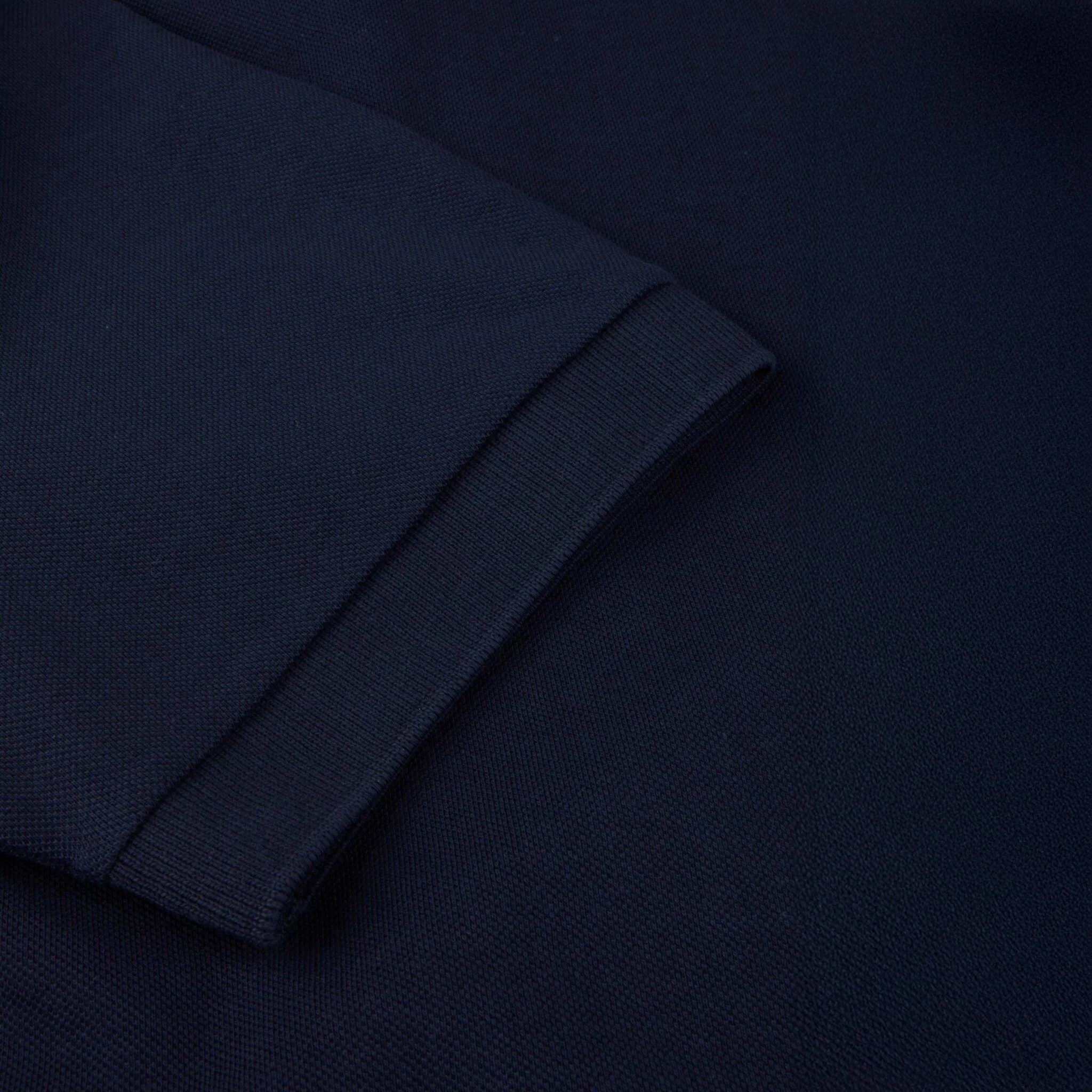 Navy Blue with Contrast Floral Trim Polo Shirt - Stenströms - Image 5