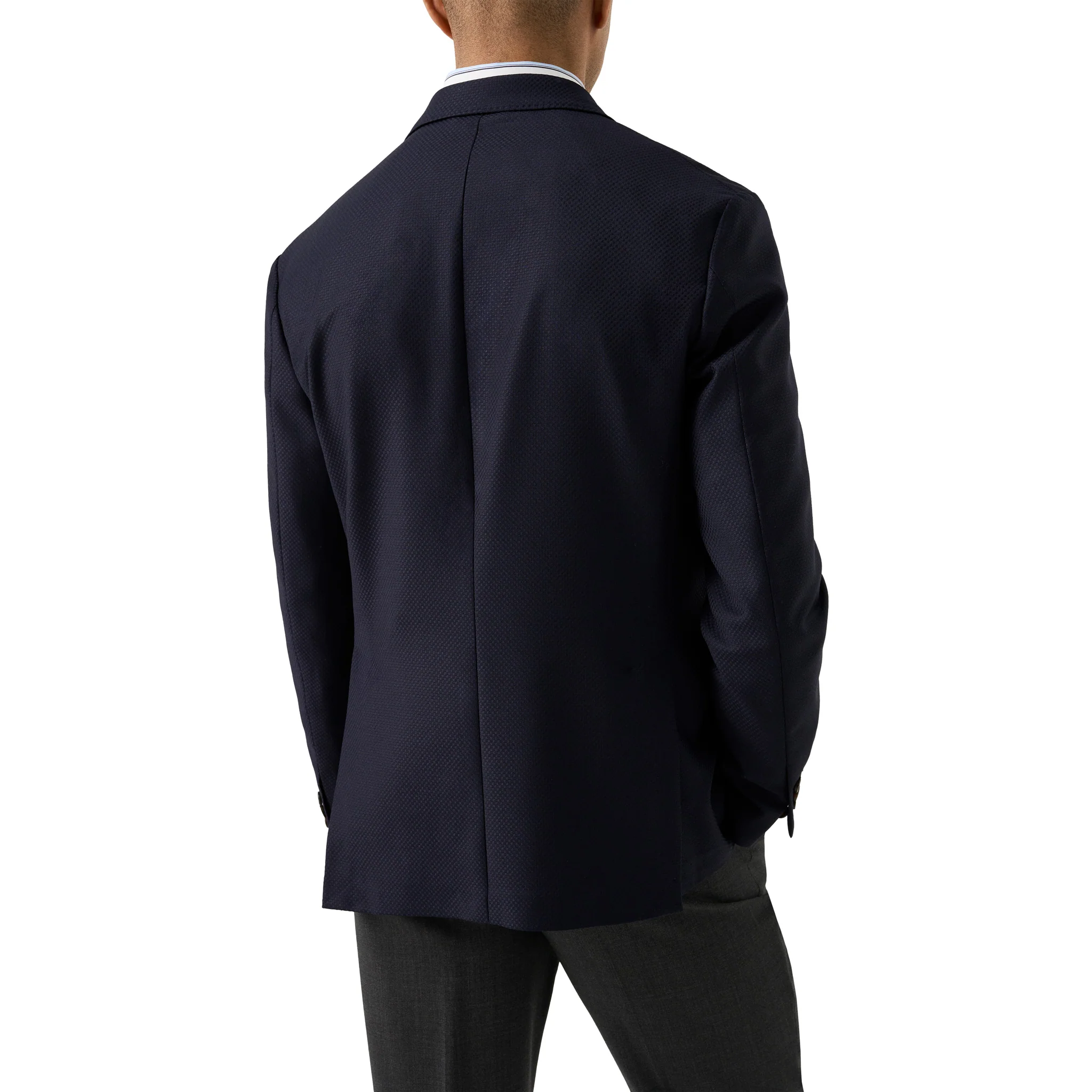 Navy Blue Wool Knit Hopsack Soft Jacket - ETON - Image 4
