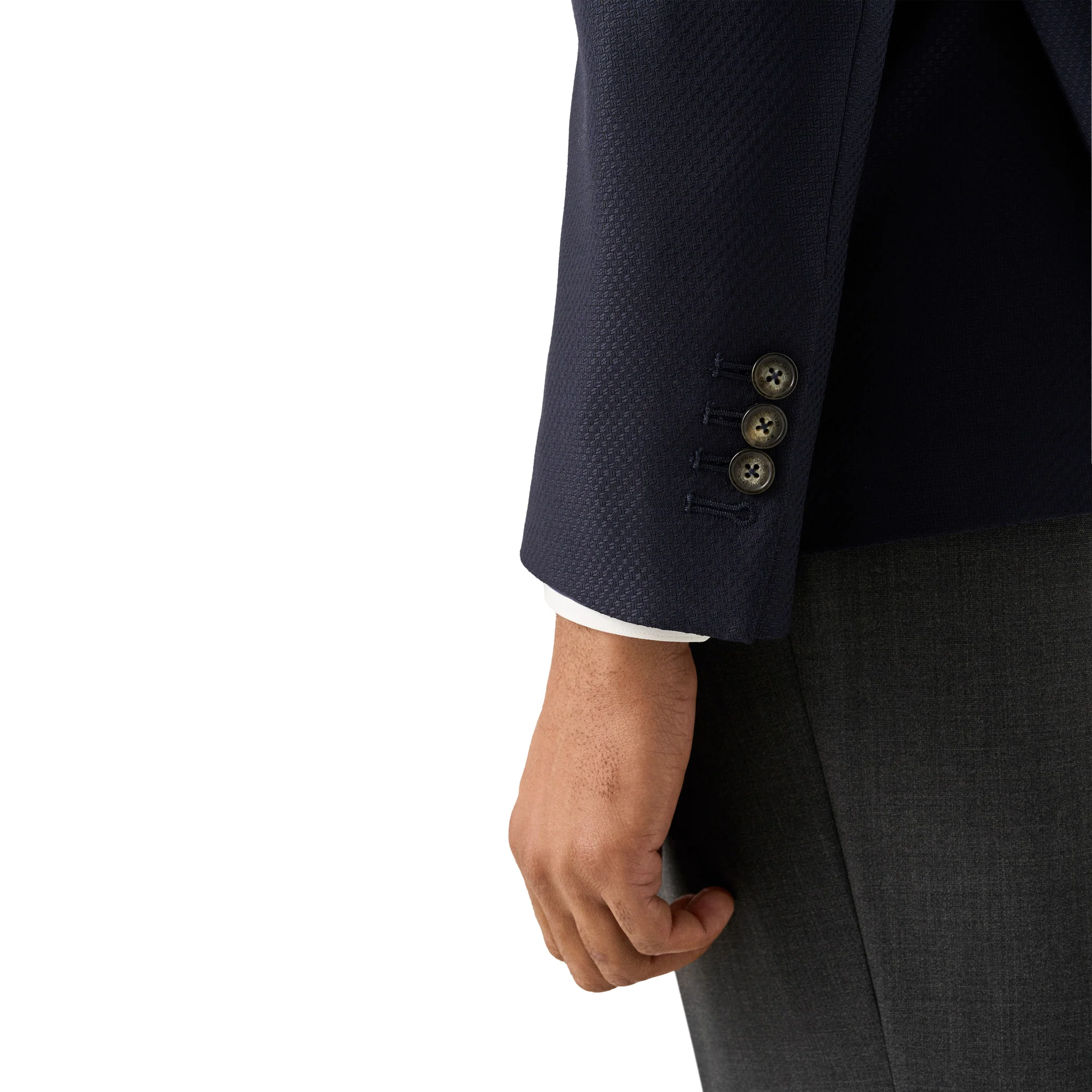 Navy Blue Wool Knit Hopsack Soft Jacket - ETON - Image 5