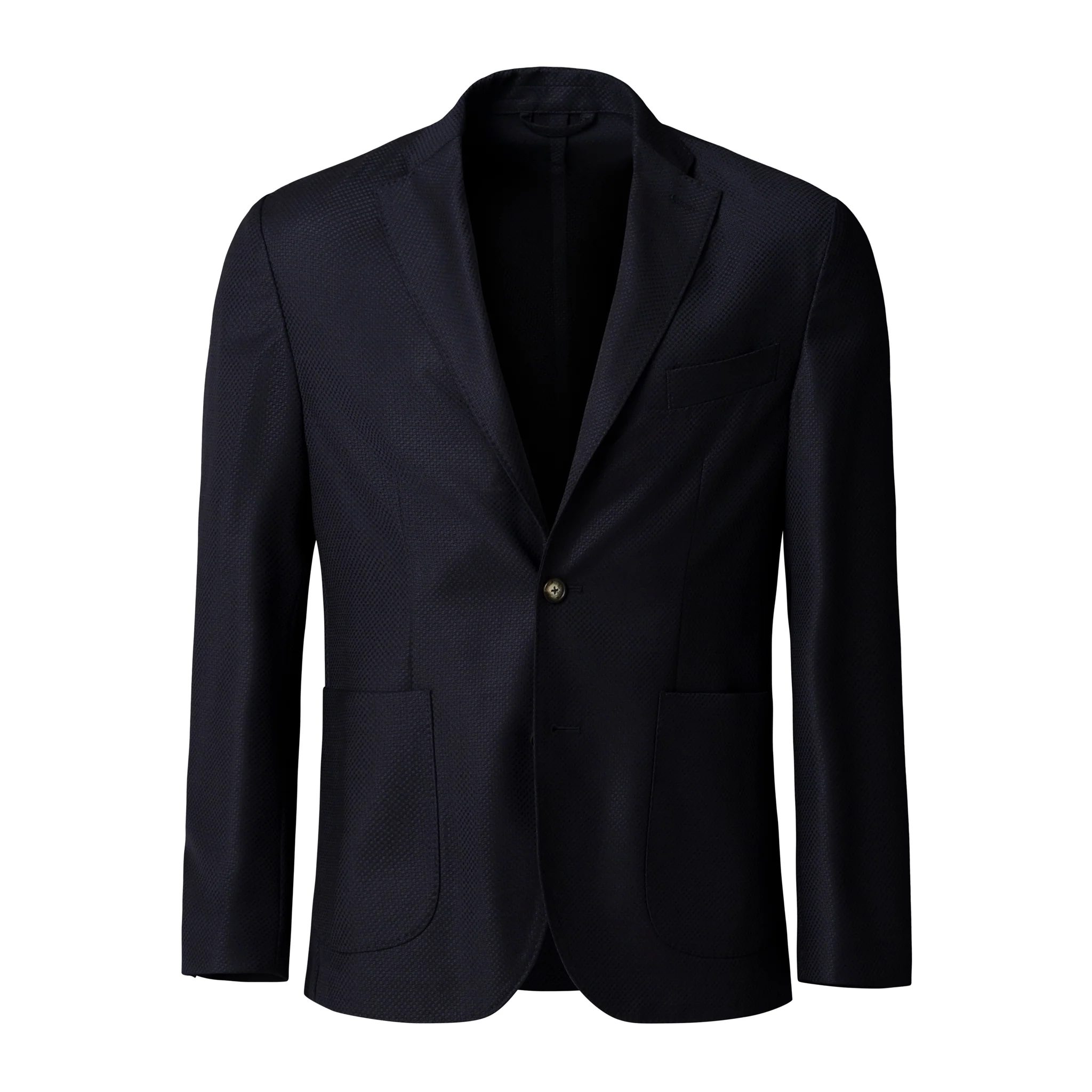 Navy Blue Wool Knit Hopsack Soft Jacket - ETON - Image 6