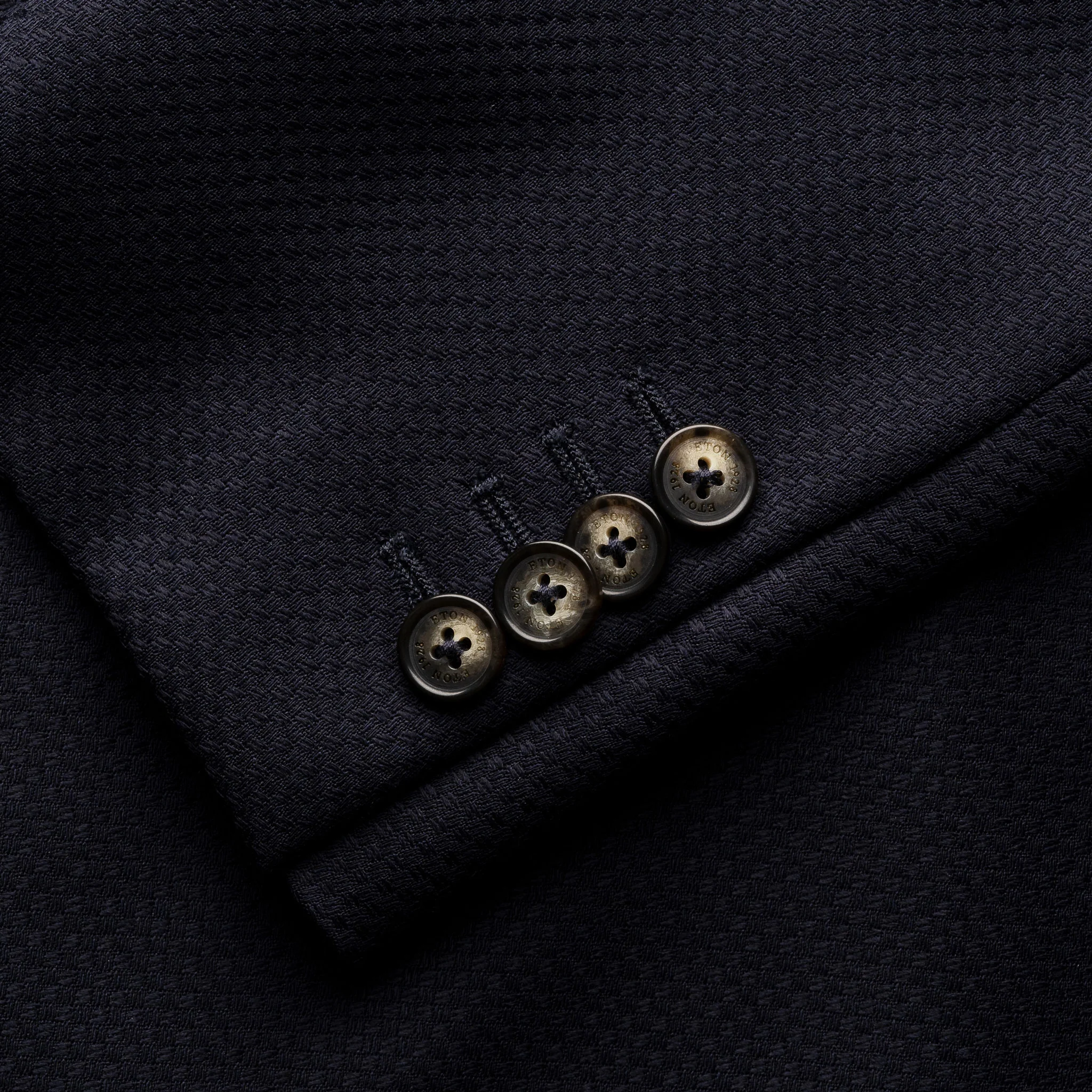 Navy Blue Wool Knit Hopsack Soft Jacket - ETON - Image 8