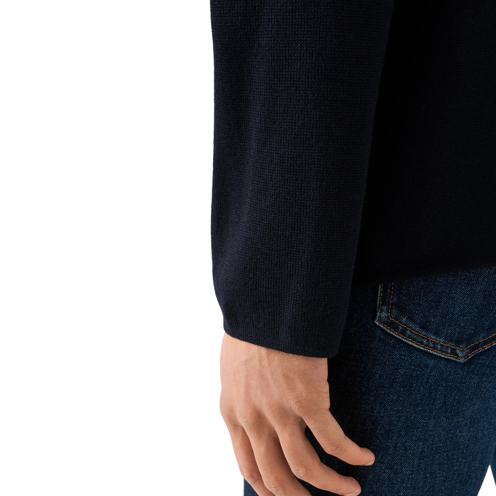 Navy Blue Wool Knit Milano Overshirt - ETON - Image 6
