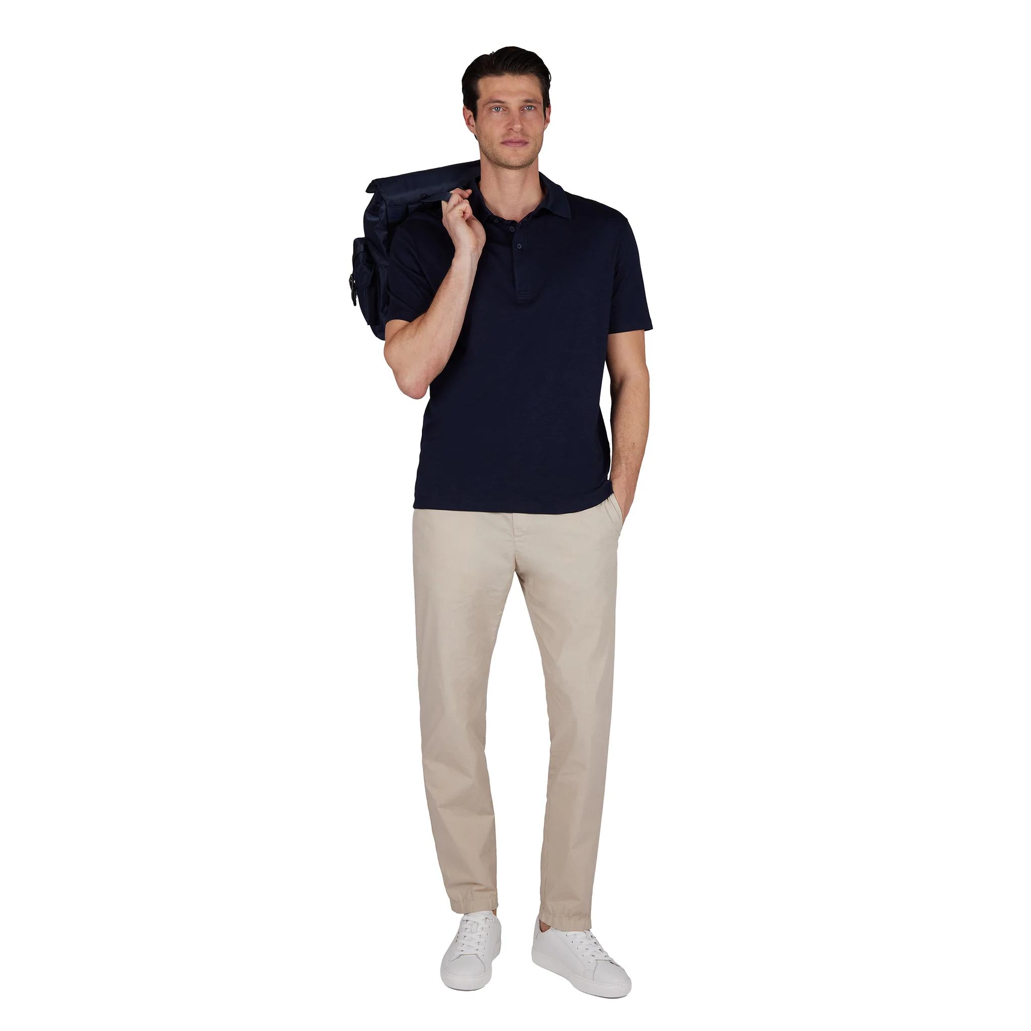 Navy Blue XSoft Cotton-Lyocell Interlock Polo Shirt - Paul & Shark - Image 6