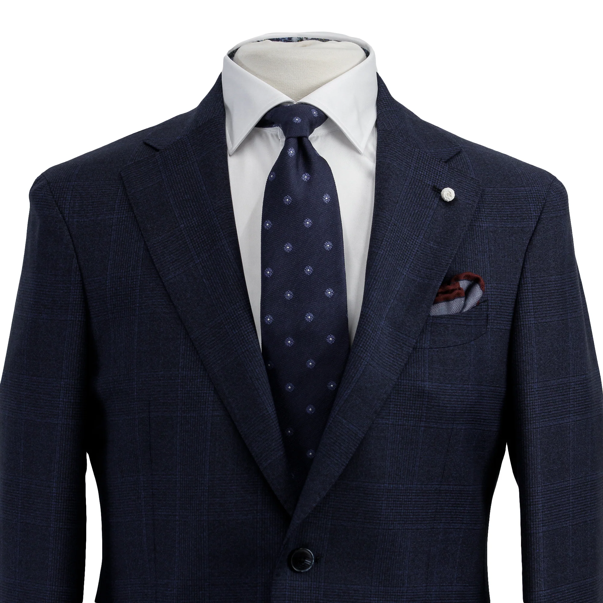Navy Check Drago Wool Dream Fit Suit - Luigi Bianchi - Image 4