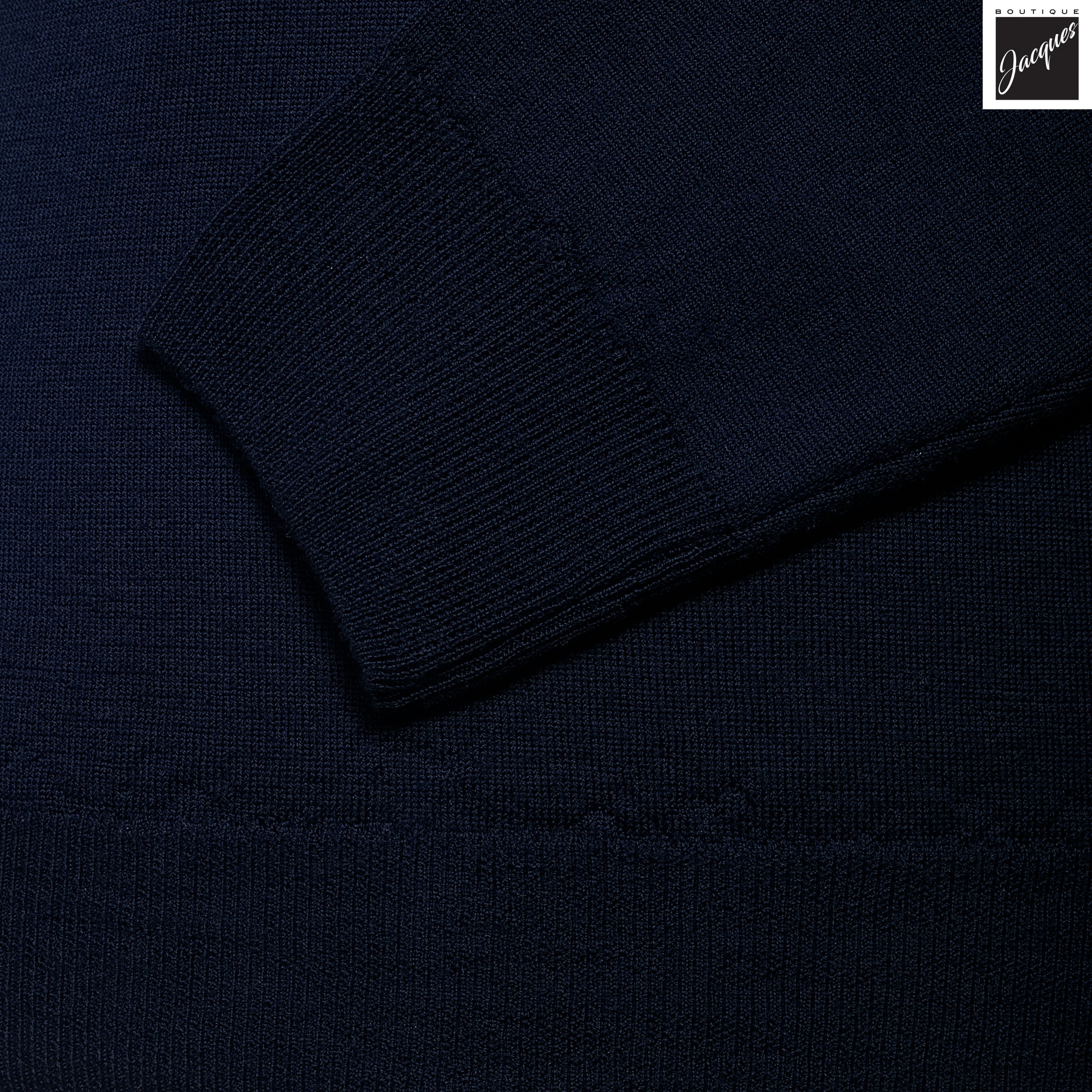 Midnight Blue Extra-Fine 14 Gauge Wool Crewneck - Fradi - Image 3