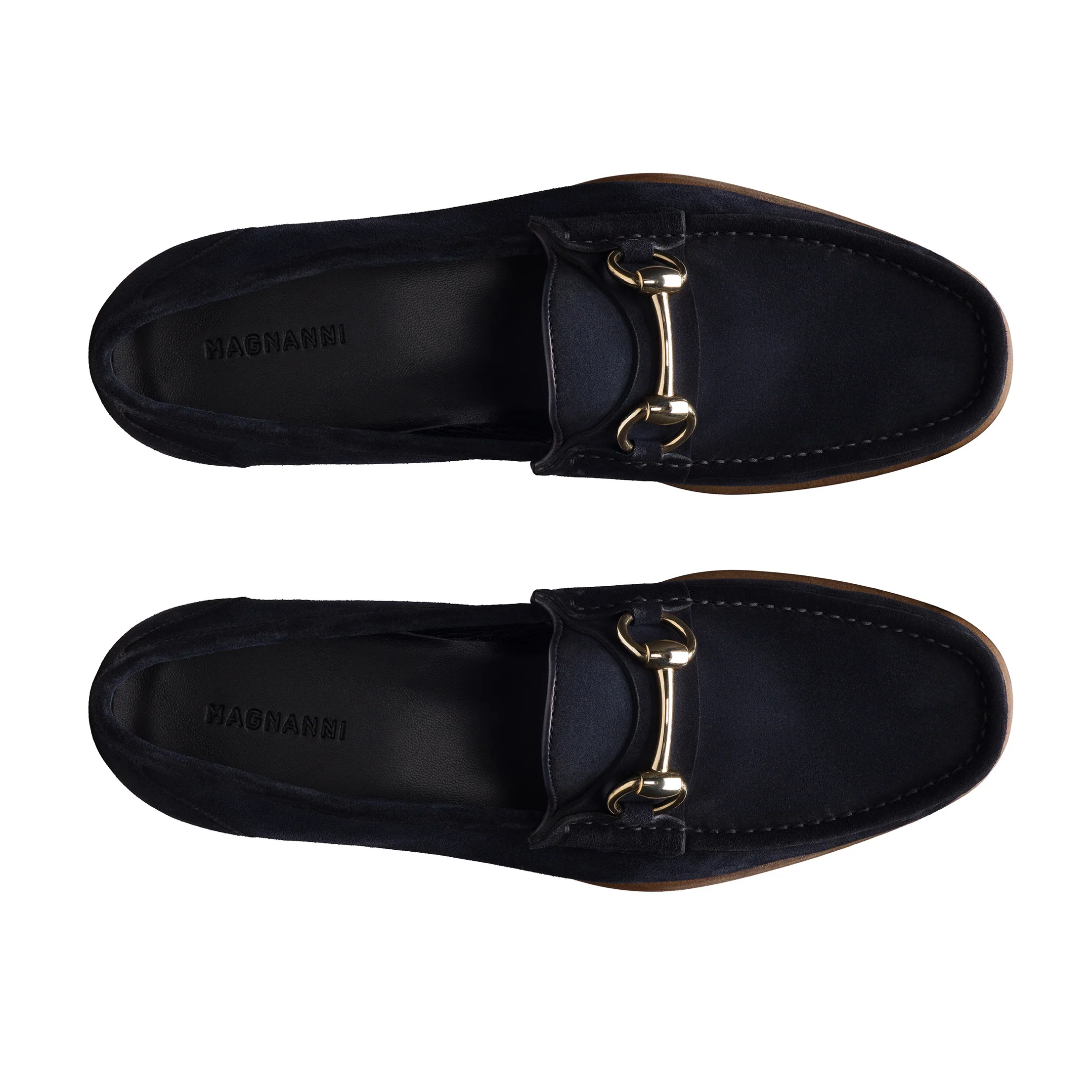 Navy Giancarlo Moc-Toe Horsebit Suede Loafers - Magnanni - Image 3