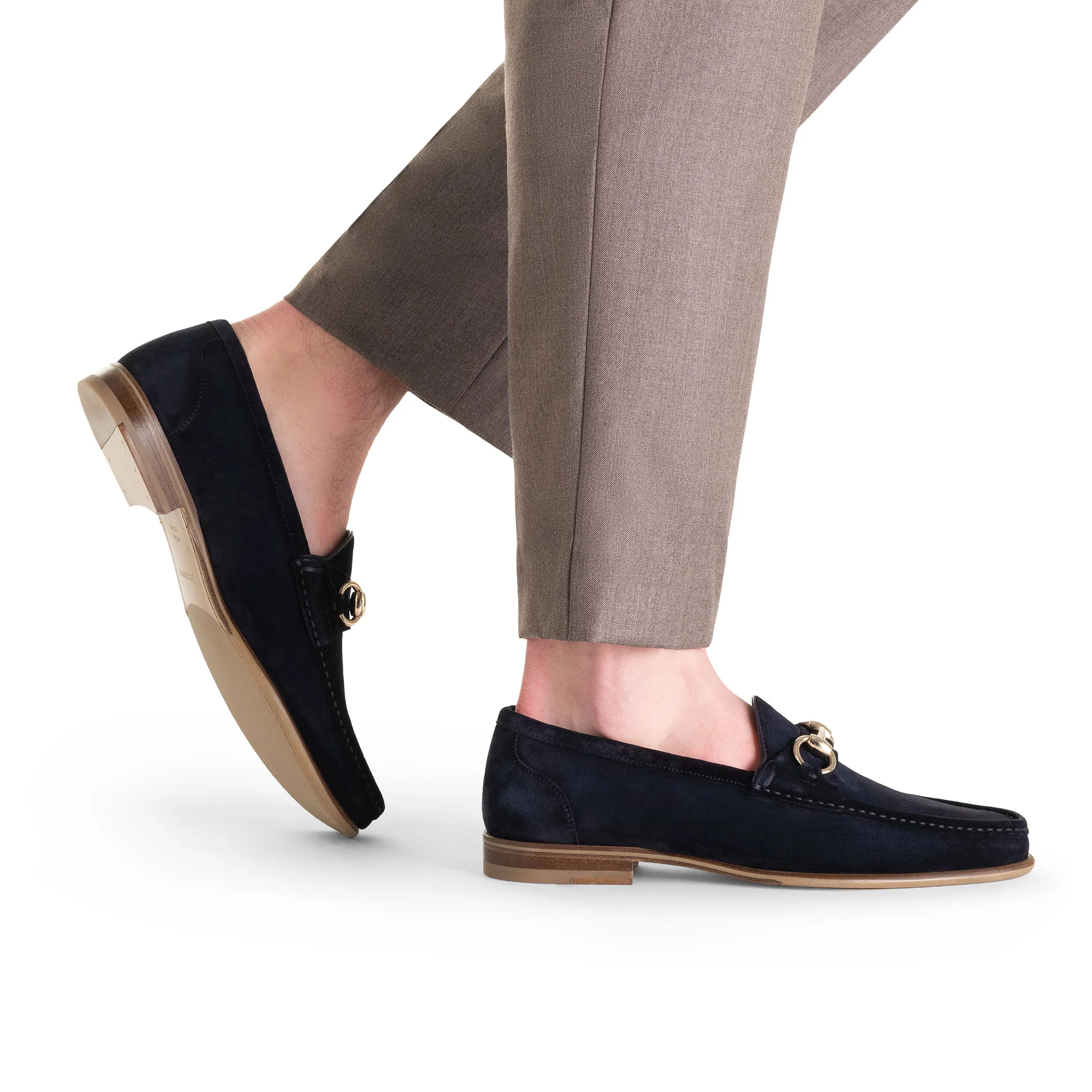 Navy Giancarlo Moc-Toe Horsebit Suede Loafers - Magnanni - Image 4