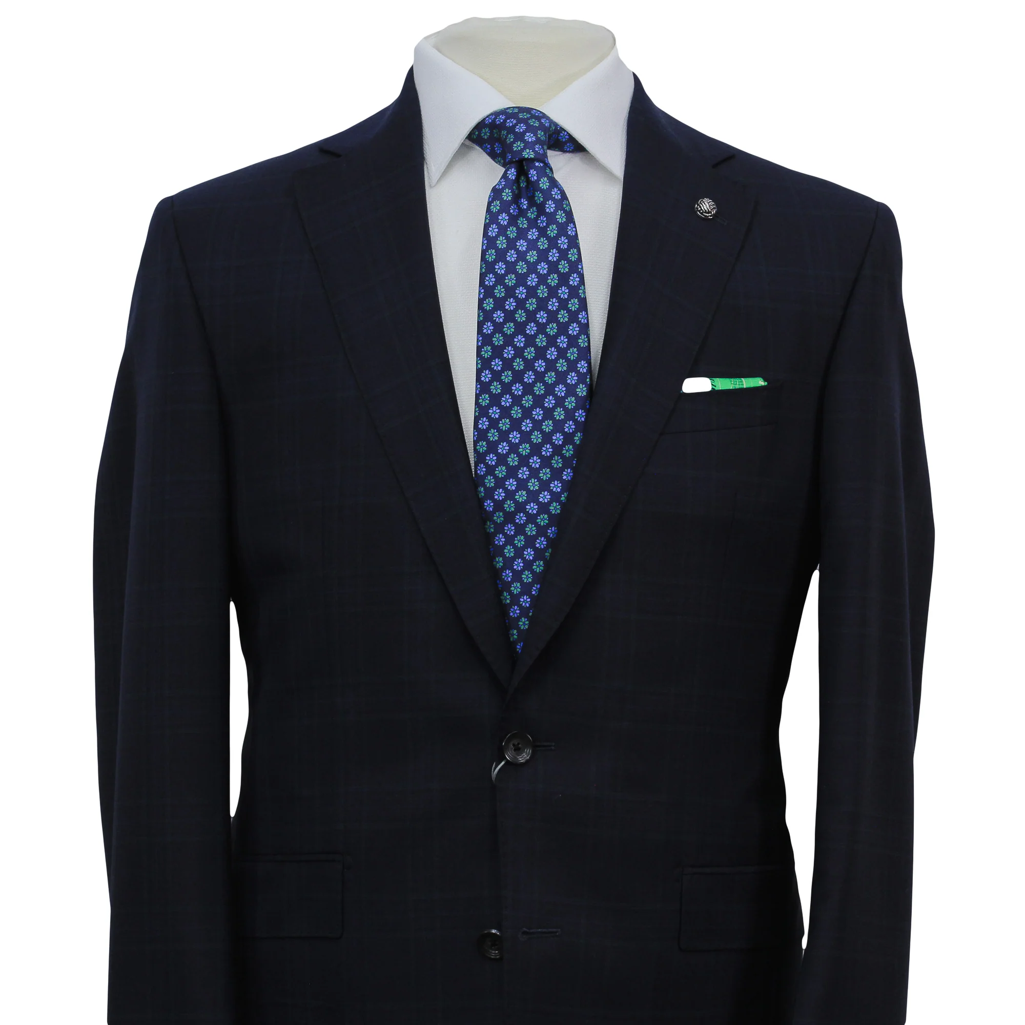 Navy Glen Check Vitale Barberis Wool Essence Modern Fit Suit - Jack Victor 1913 - Image 2