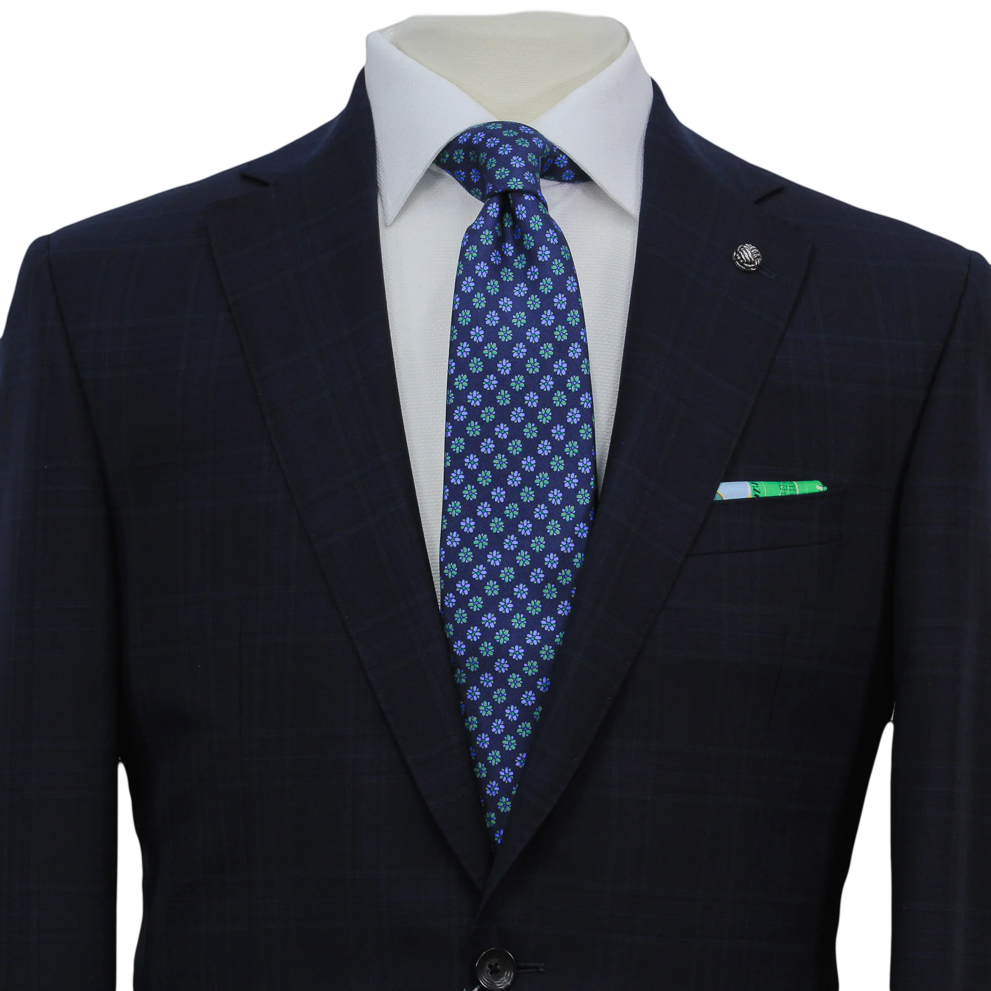 Navy Glen Check Vitale Barberis Wool Essence Modern Fit Suit - Jack Victor 1913 - Image 3