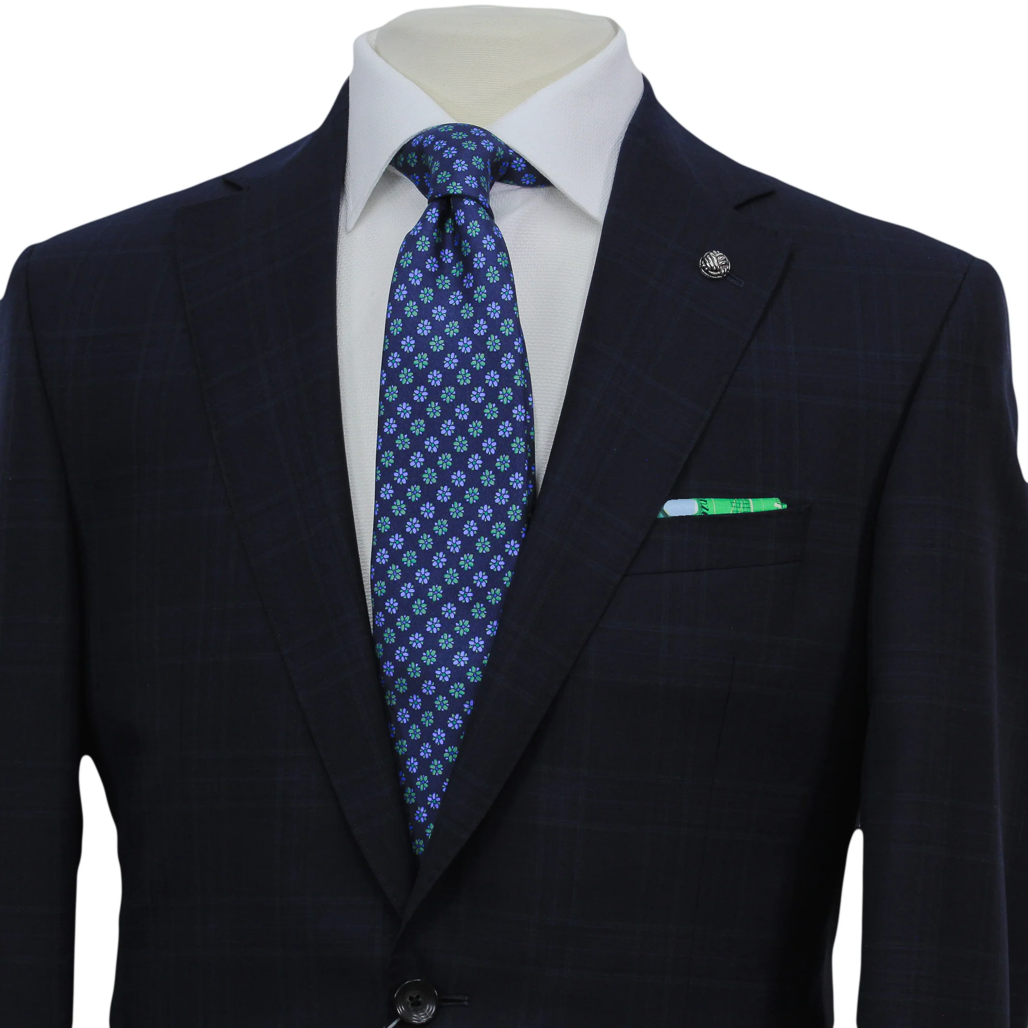Navy Glen Check Vitale Barberis Wool Essence Modern Fit Suit - Jack Victor 1913 - Image 4