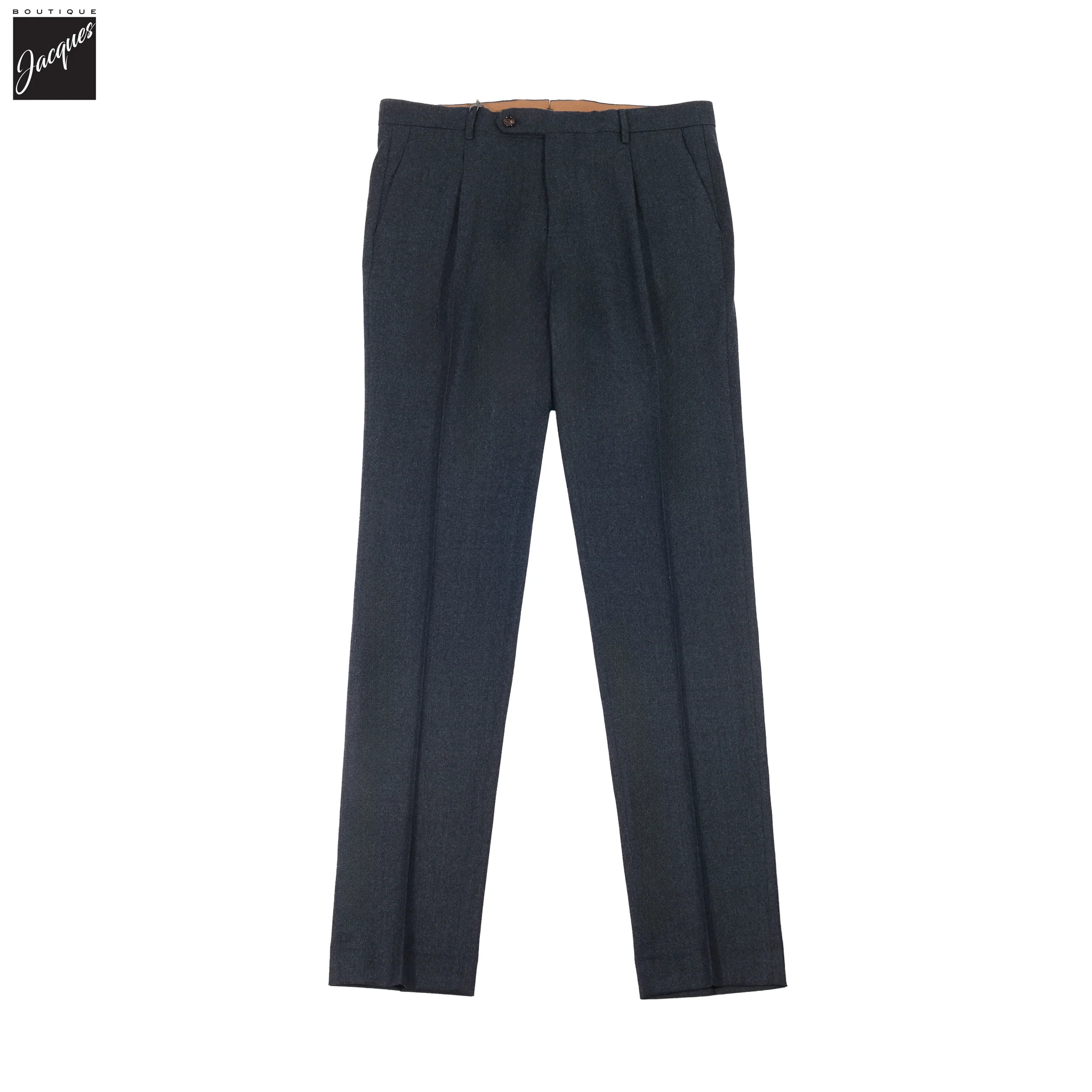 Navy Mélange Wool Flannel Morello Trouser - Berwich - Image 3