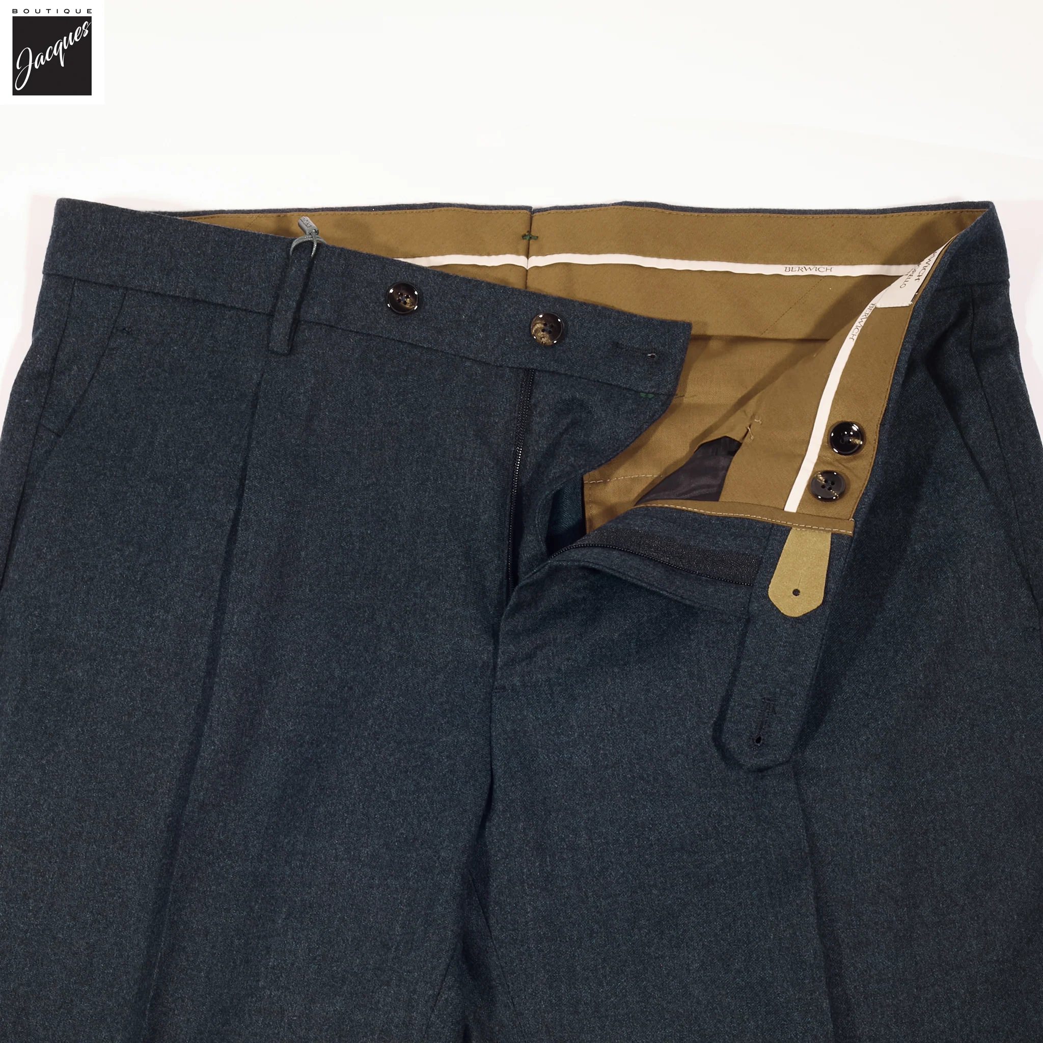 Navy Mélange Wool Flannel Morello Trouser - Berwich - Image 4