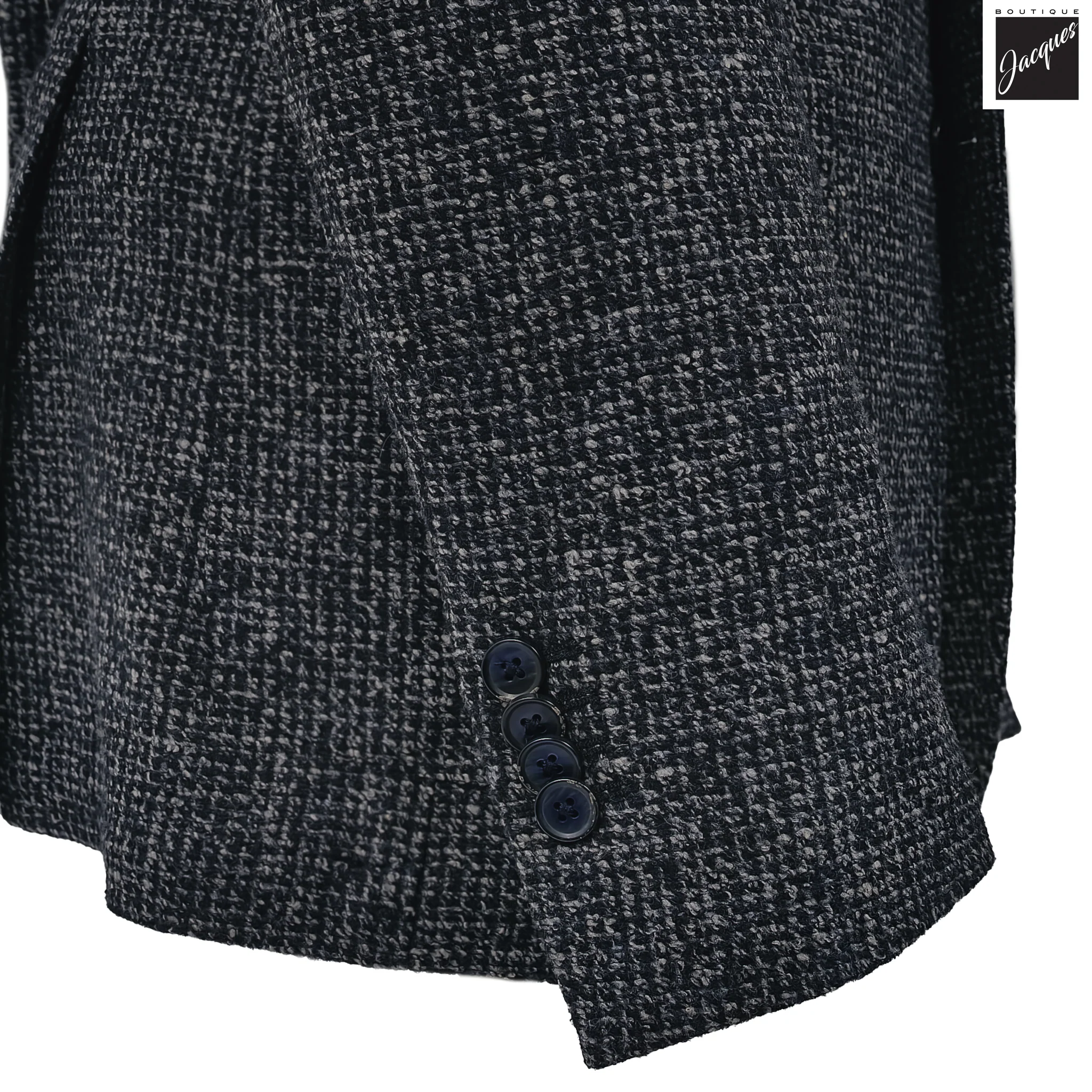 Navy Mélange Wool Jersey Unconstructed Contemporary Sport Jacket - L.B.M. 1911 - Image 3