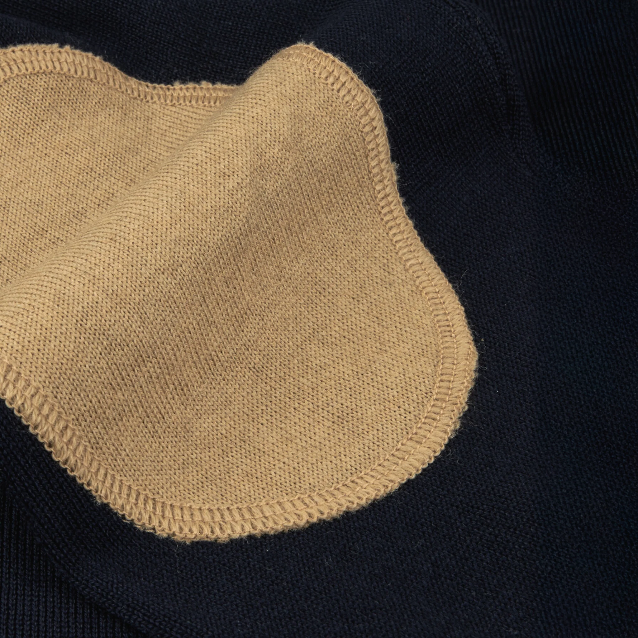 Navy Merino Wool Crew Neck Sweater w/ Patch - Stenströms - Image 4