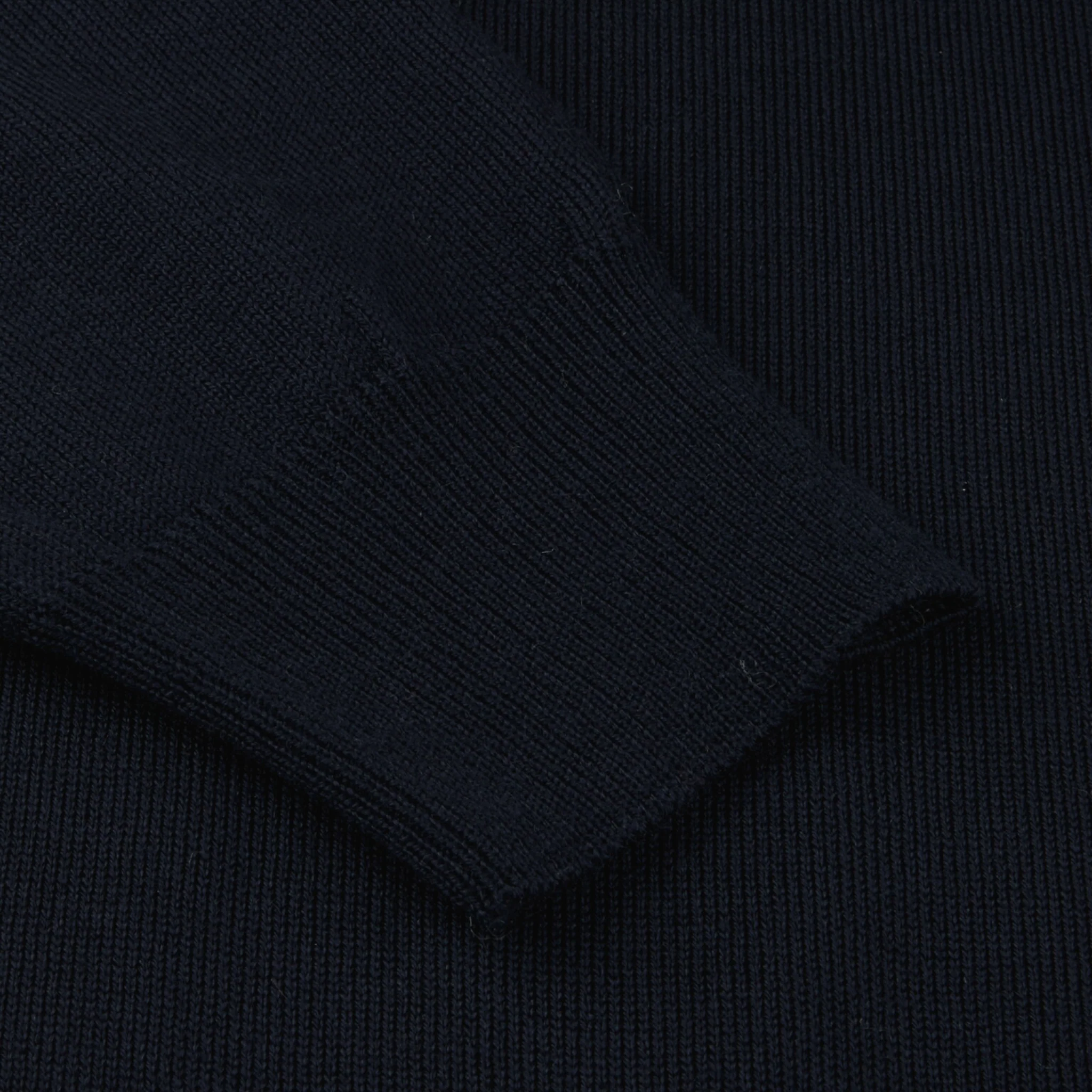 Navy Merino Wool Crew Neck Sweater w/ Patch - Stenströms - Image 5