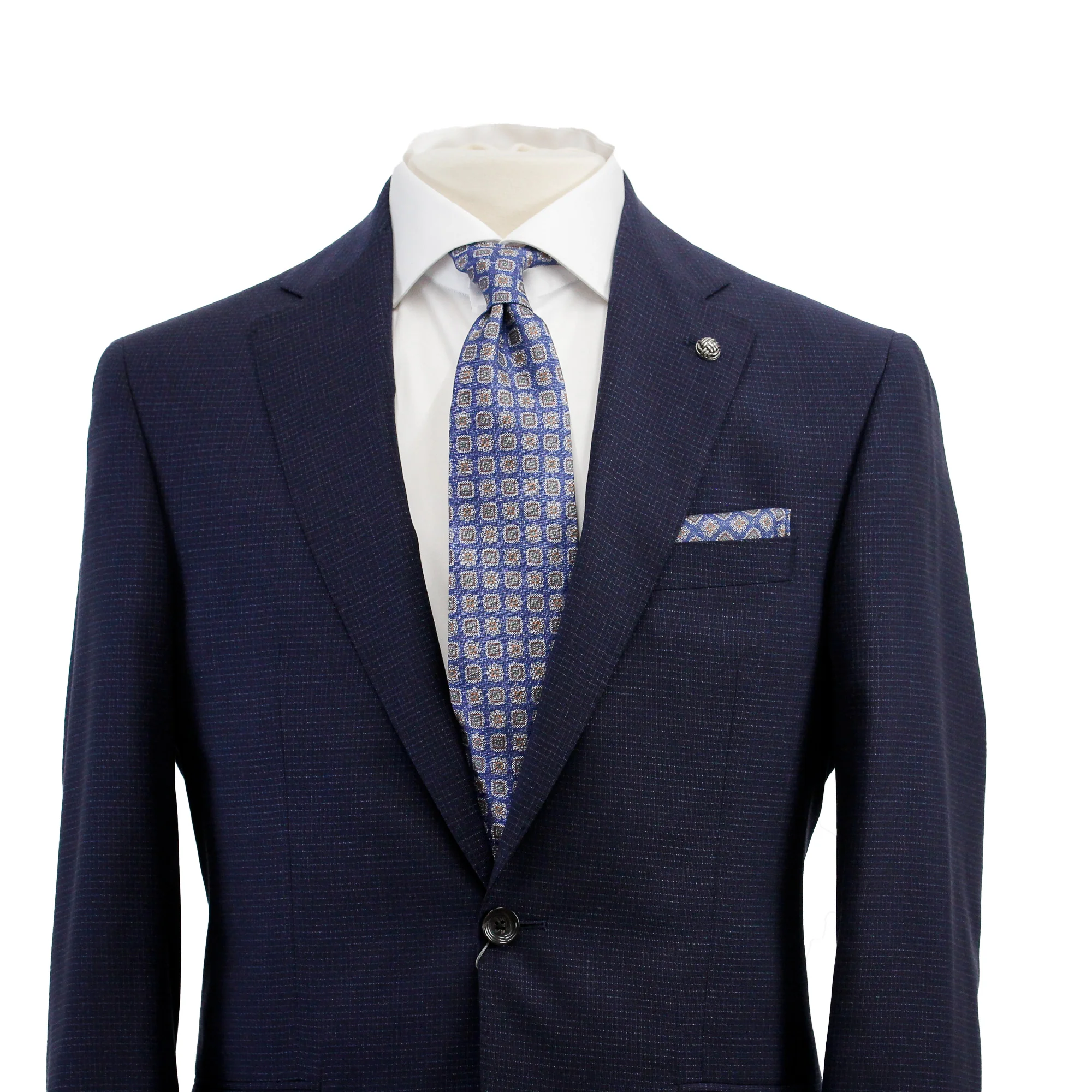 Navy Micro-Check Esprit Modern Fit Lyocell-Wool Suit - Jack Victor - Image 2