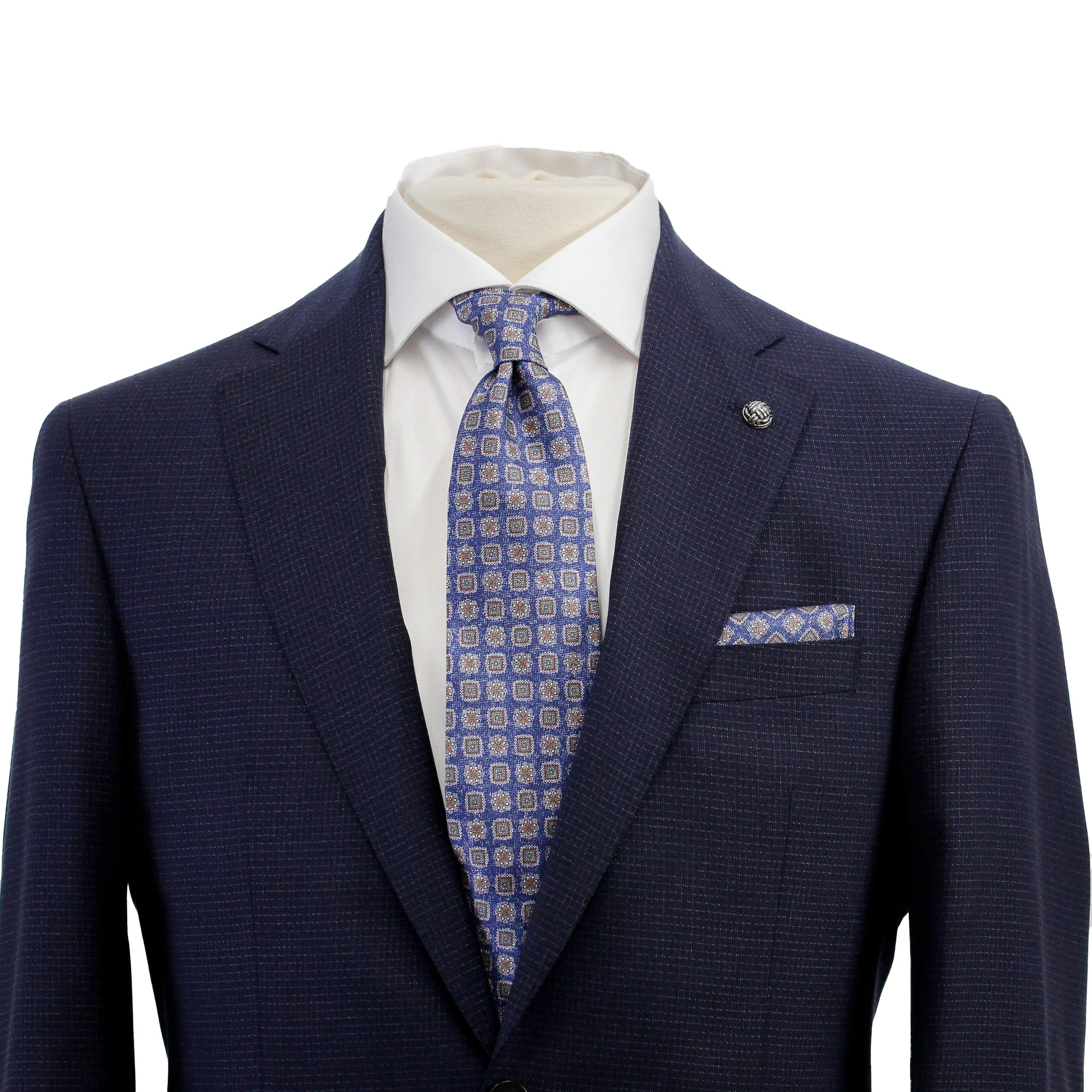 Navy Micro-Check Esprit Modern Fit Lyocell-Wool Suit - Jack Victor - Image 3
