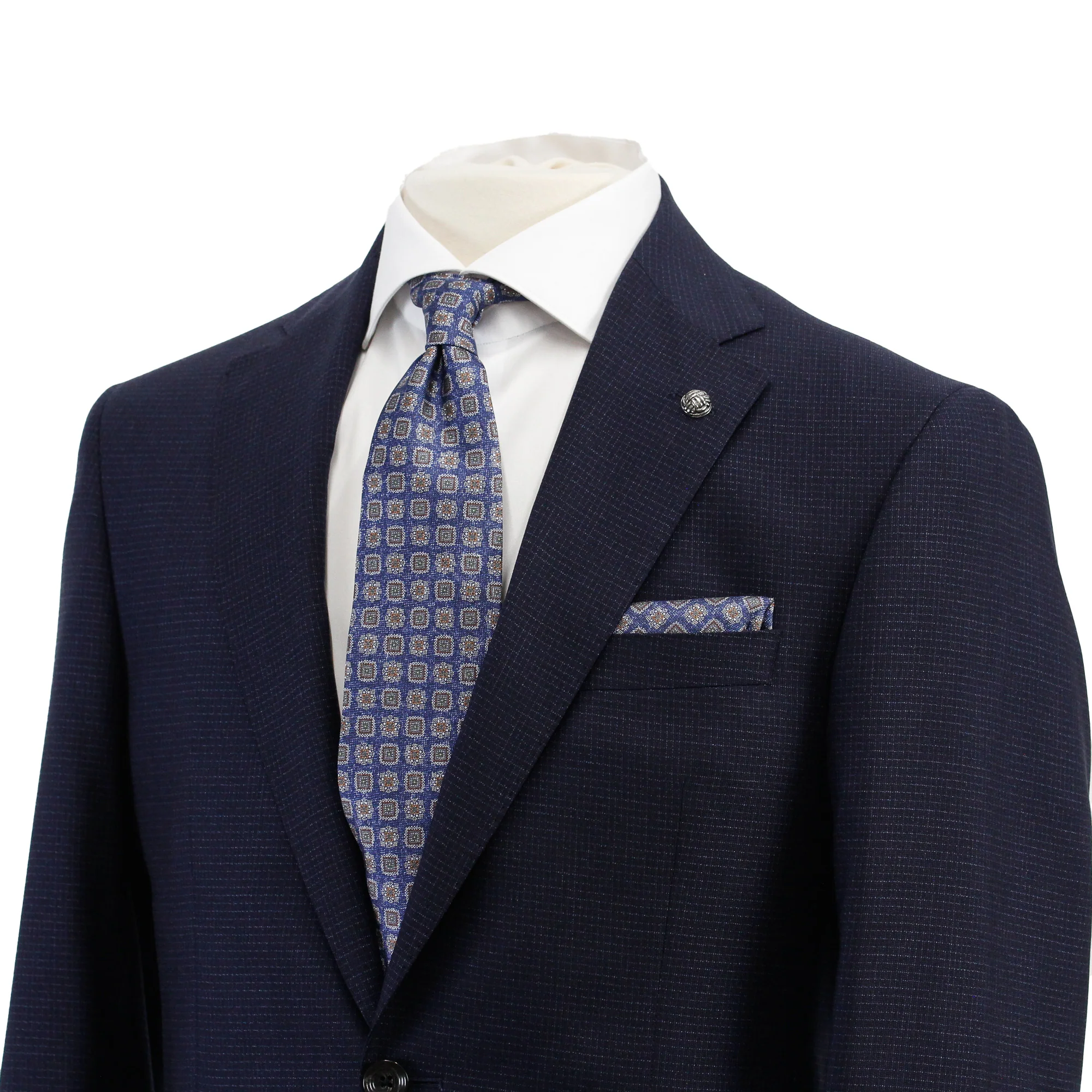 Navy Micro-Check Esprit Modern Fit Lyocell-Wool Suit - Jack Victor - Image 4