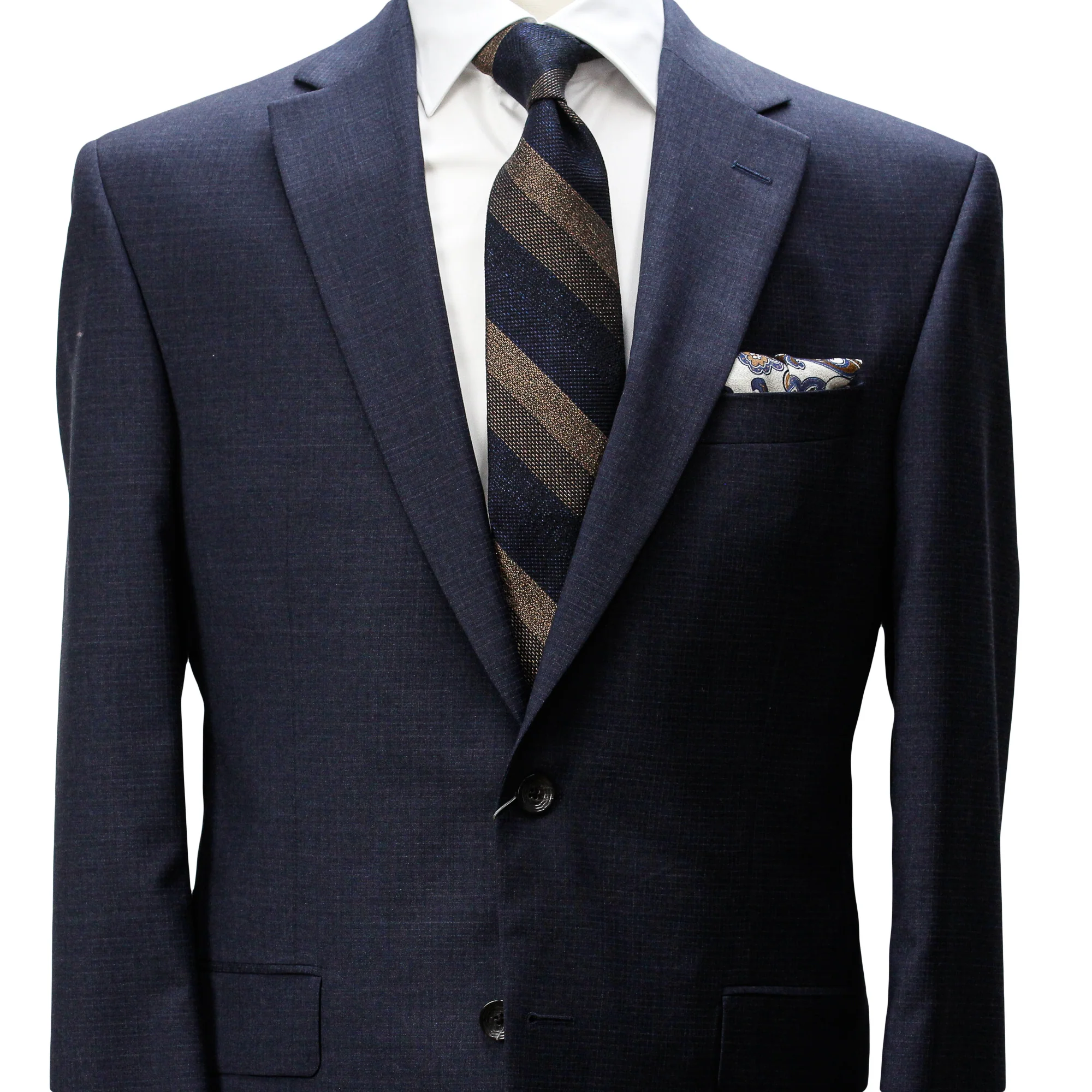 Navy Neat Micro-Check Napoli Classic Fit Wool Suit - Jack Victor - Image 3