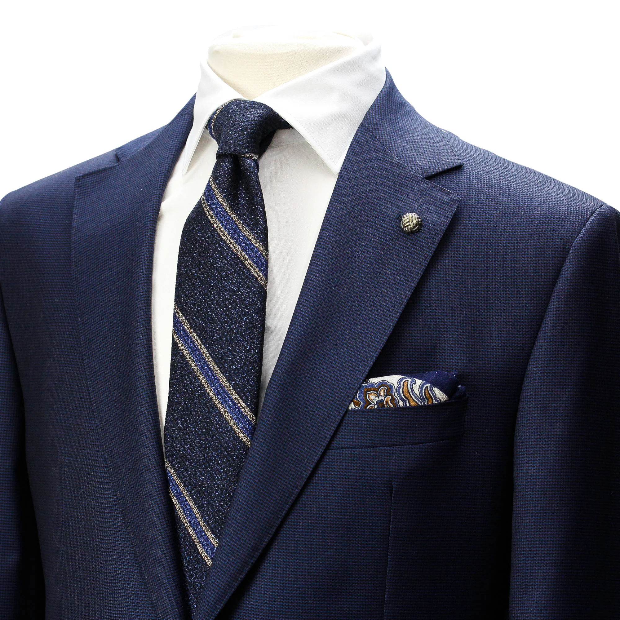 Navy Micro-Houndstooth Vitale Barberis Wool - Essence Contemporary Fit Suit - Jack Victor - Image 2