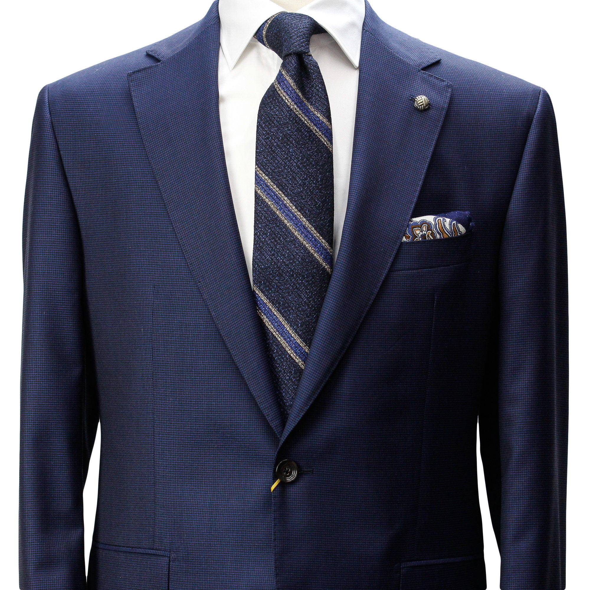 Navy Micro-Houndstooth Vitale Barberis Wool - Essence Contemporary Fit Suit - Jack Victor - Image 3