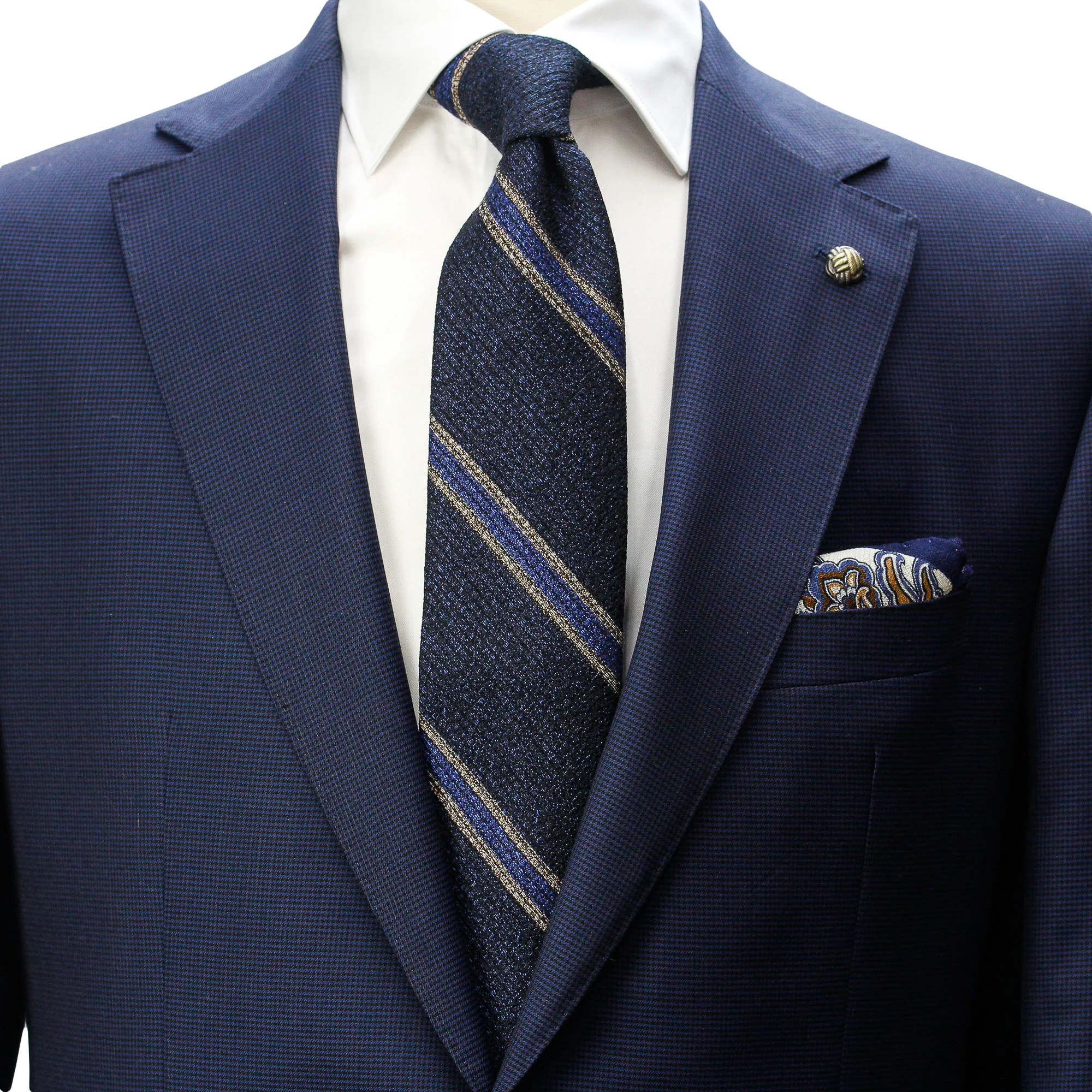 Navy Micro-Houndstooth Vitale Barberis Wool - Essence Contemporary Fit Suit - Jack Victor - Image 4