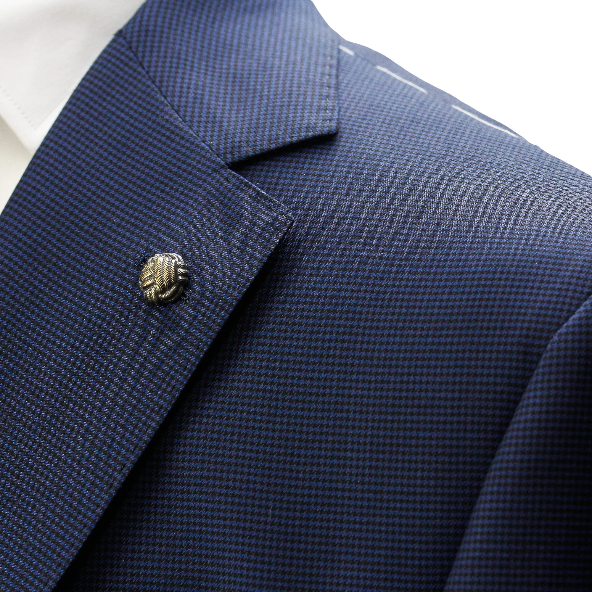 Navy Micro-Houndstooth Vitale Barberis Wool - Essence Contemporary Fit Suit - Jack Victor - Image 6
