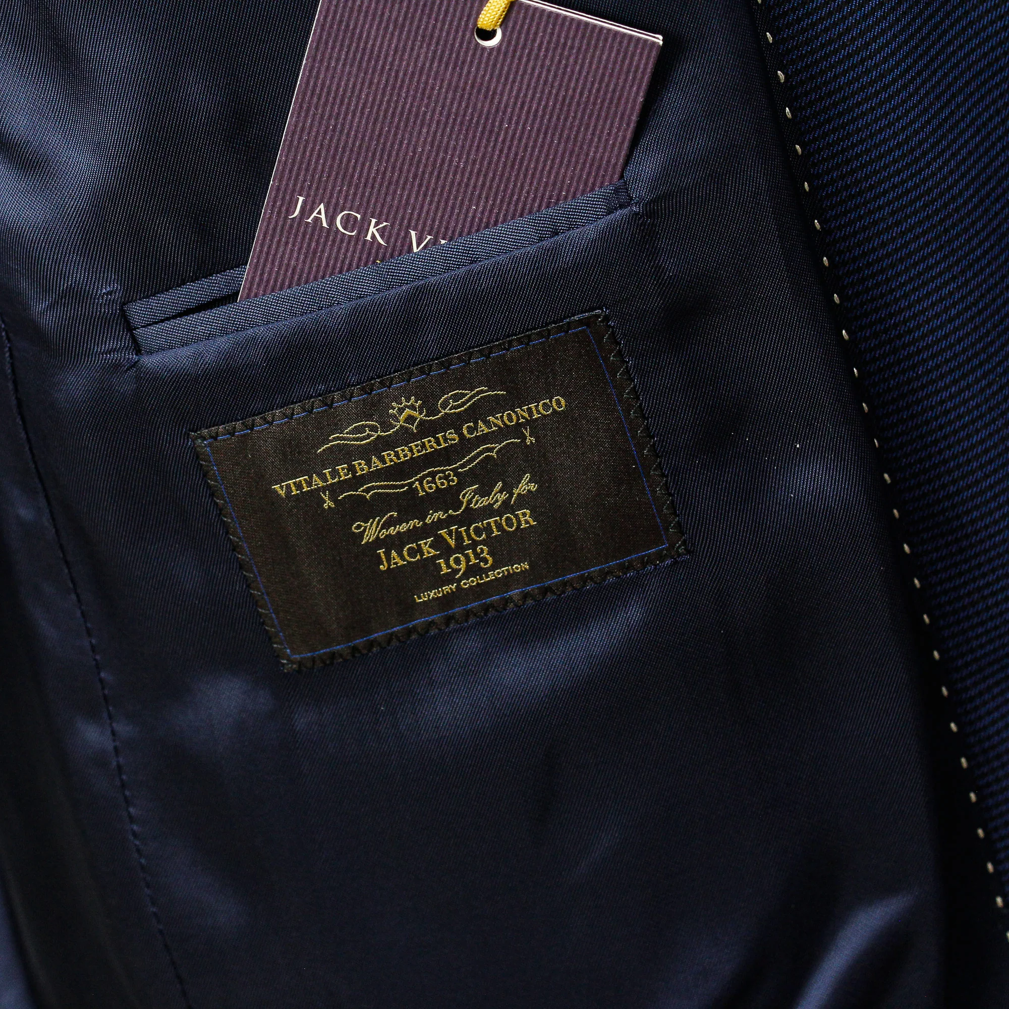 Navy Micro-Houndstooth Vitale Barberis Wool - Essence Contemporary Fit Suit - Jack Victor - Image 7
