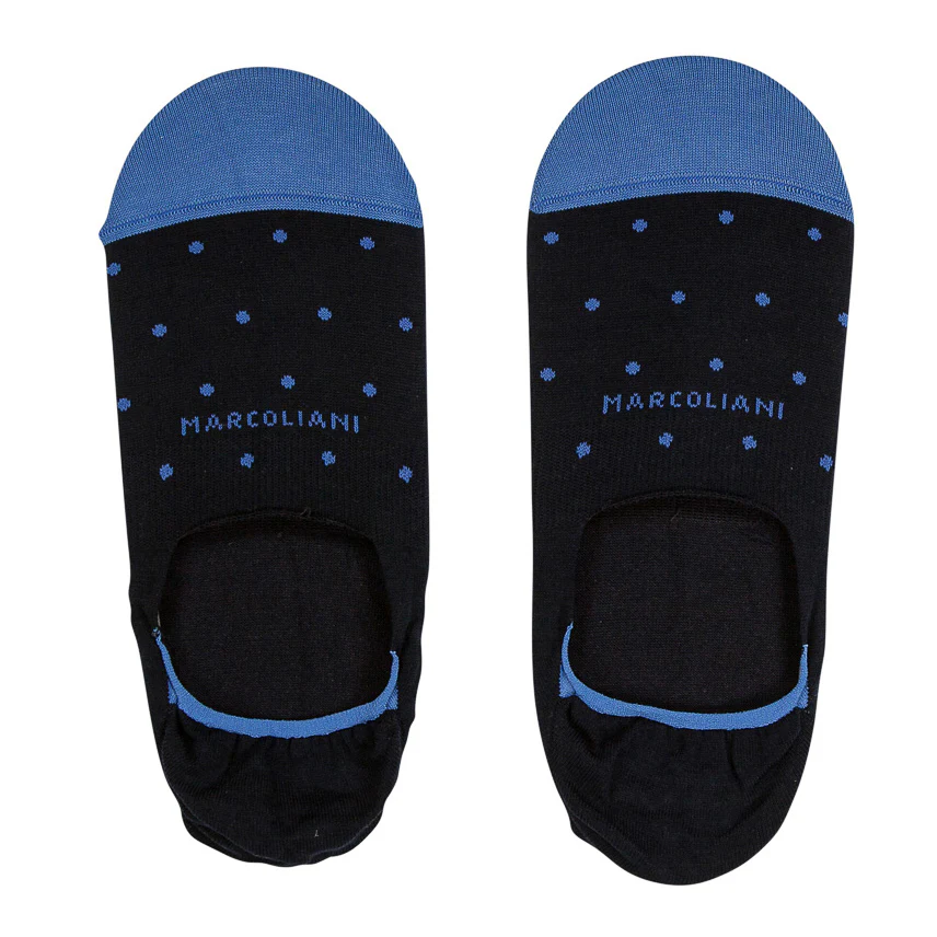 Navy Polka Dot Invisible Touch Pima Cotton No-Show Socks - Marcoliani