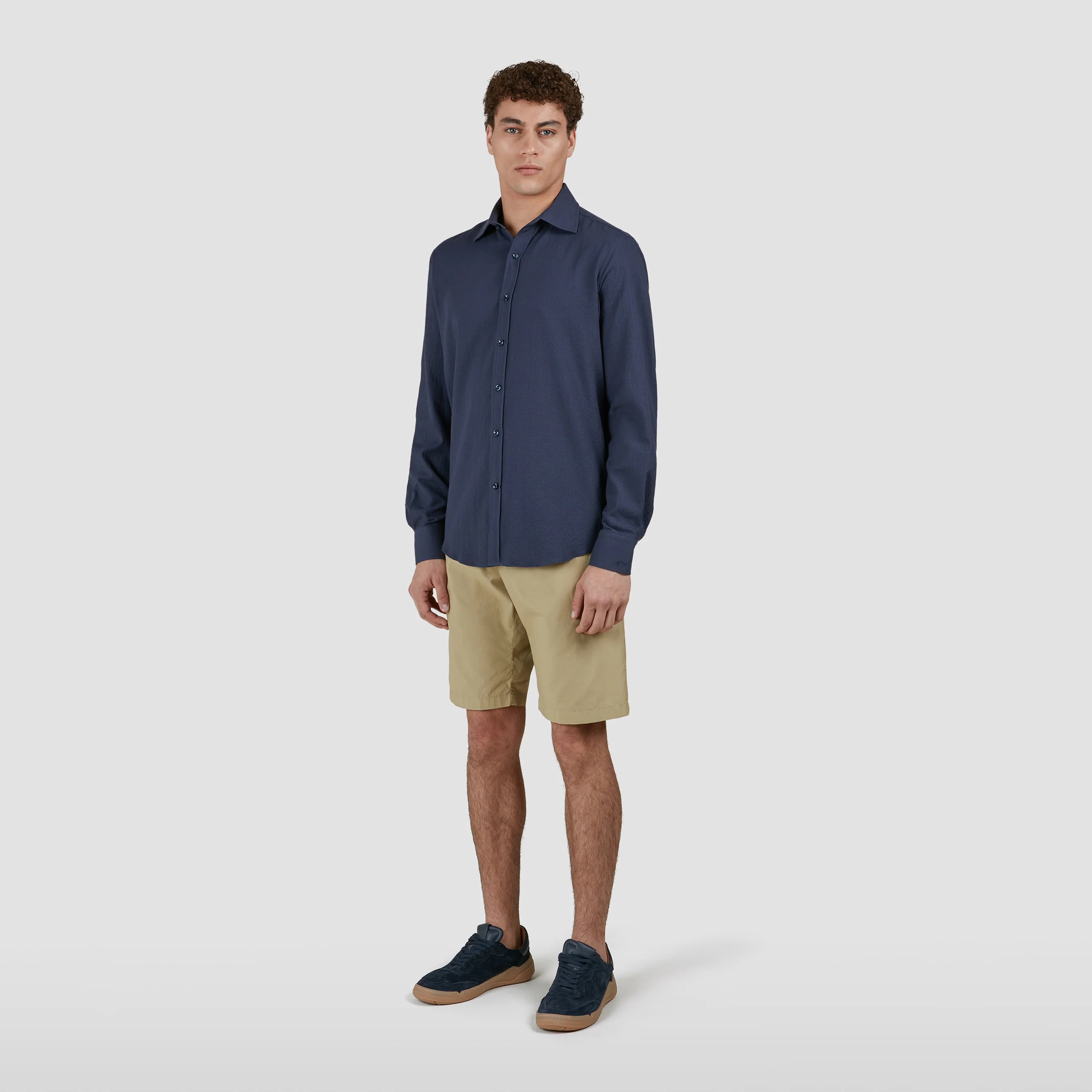 Navy Seersucker Cotton Stretch Dress Shirt - Paul & Shark - Image 4