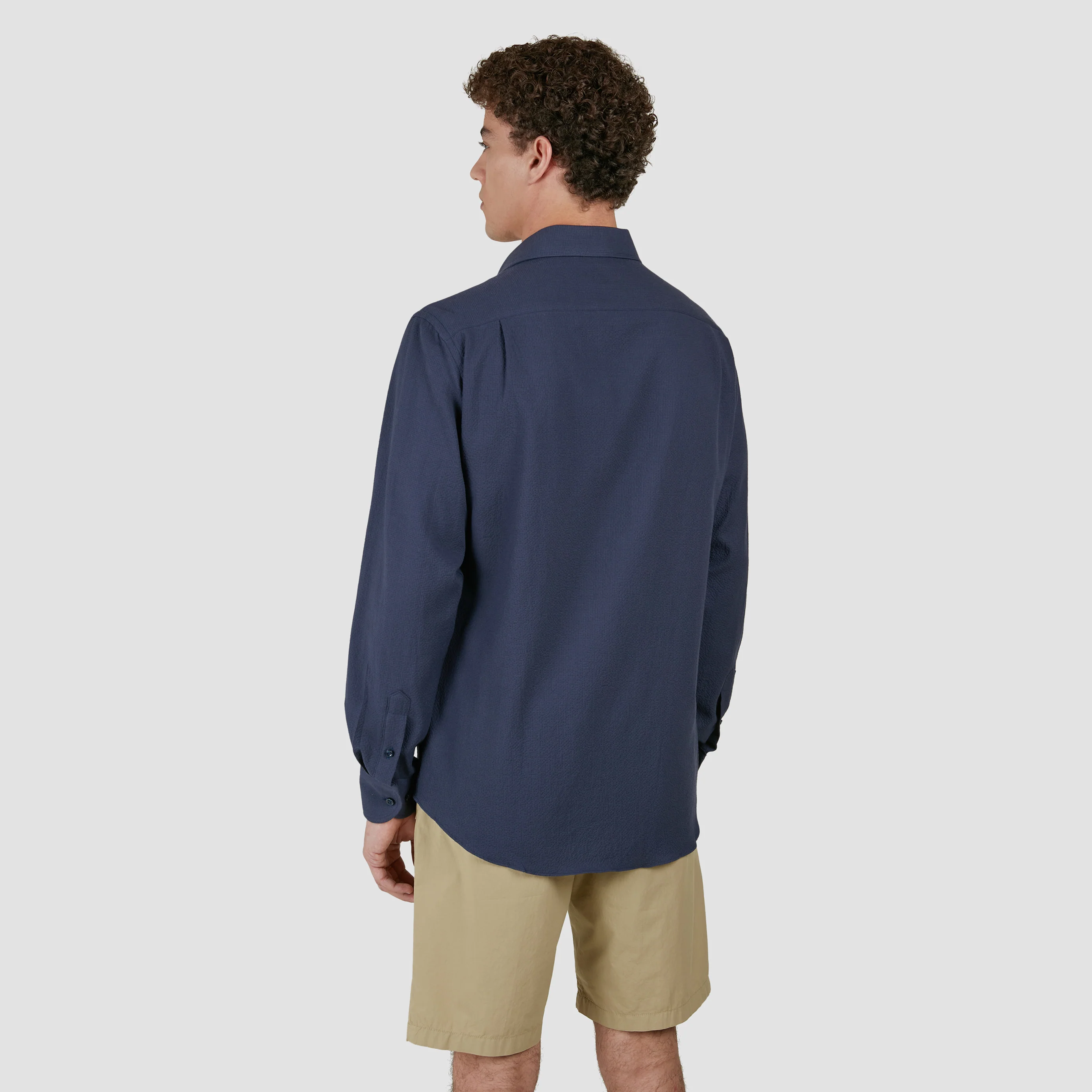 Navy Seersucker Cotton Stretch Dress Shirt - Paul & Shark - Image 6